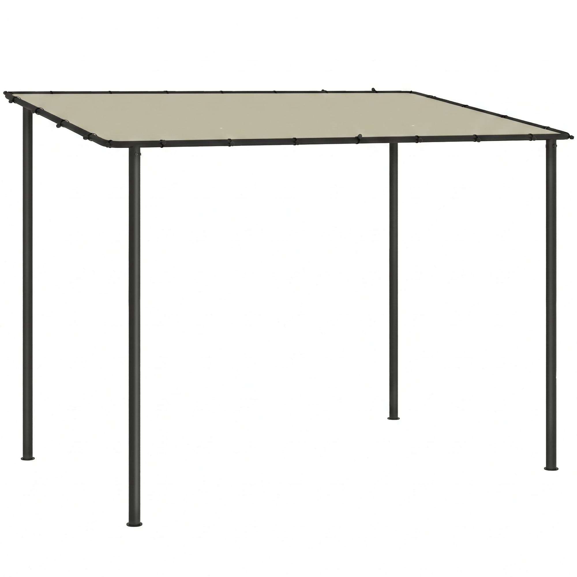 Outsunny 3 x 2 m Lean to Garden Pergola, Metal Frame Gazebo Pergola with UPF30+ Protection, Sloped Roof, Drainage Holes, Cream