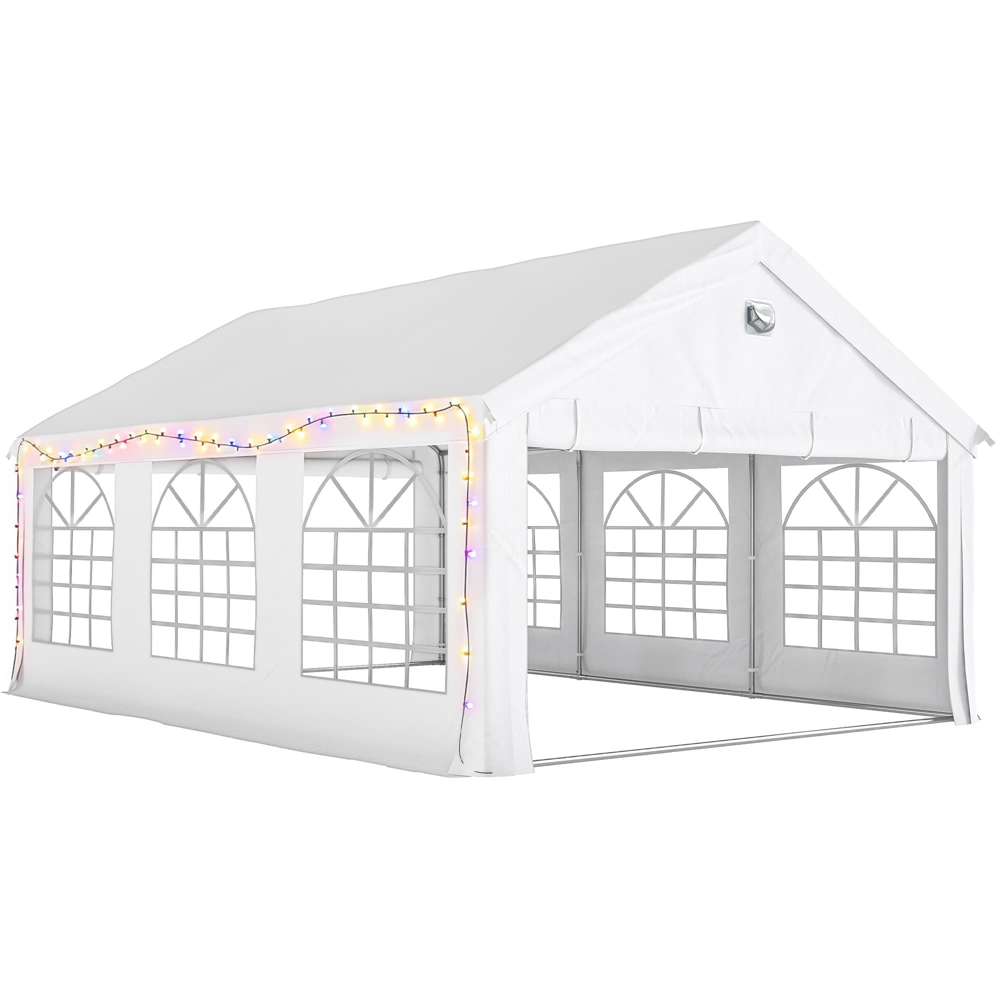 Outsunny 6 x 4 m Party Tent, Heavy Duty Gazebo Canopy with Windows, Outdoor Party Wedding Tent with 4 Removable Sidewalls
