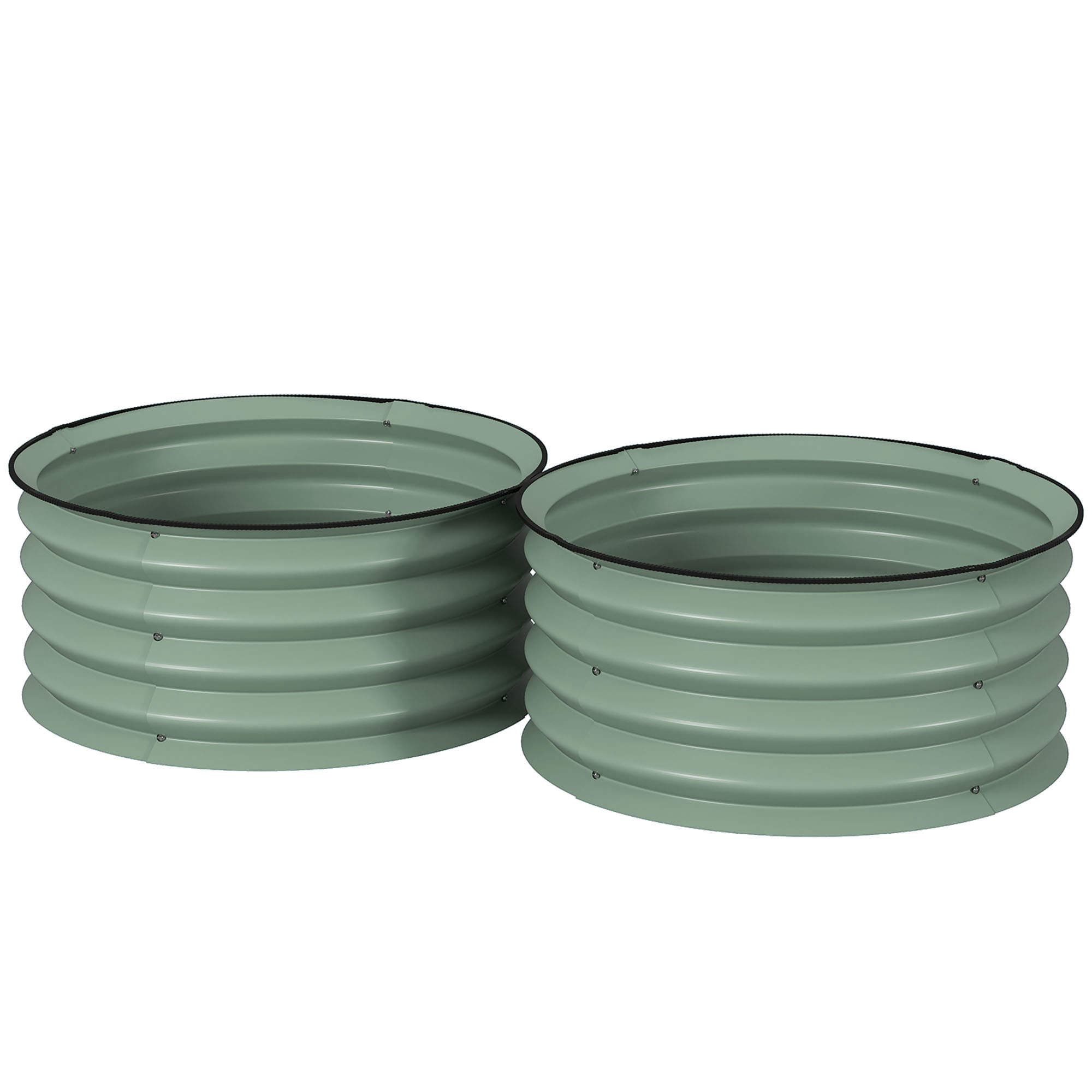 Outsunny Set of 2 Raised Garden Bed, Metal Planter Box with Safety Edging, Easy-to-assemble Stock Tank, Green | Aosom UK