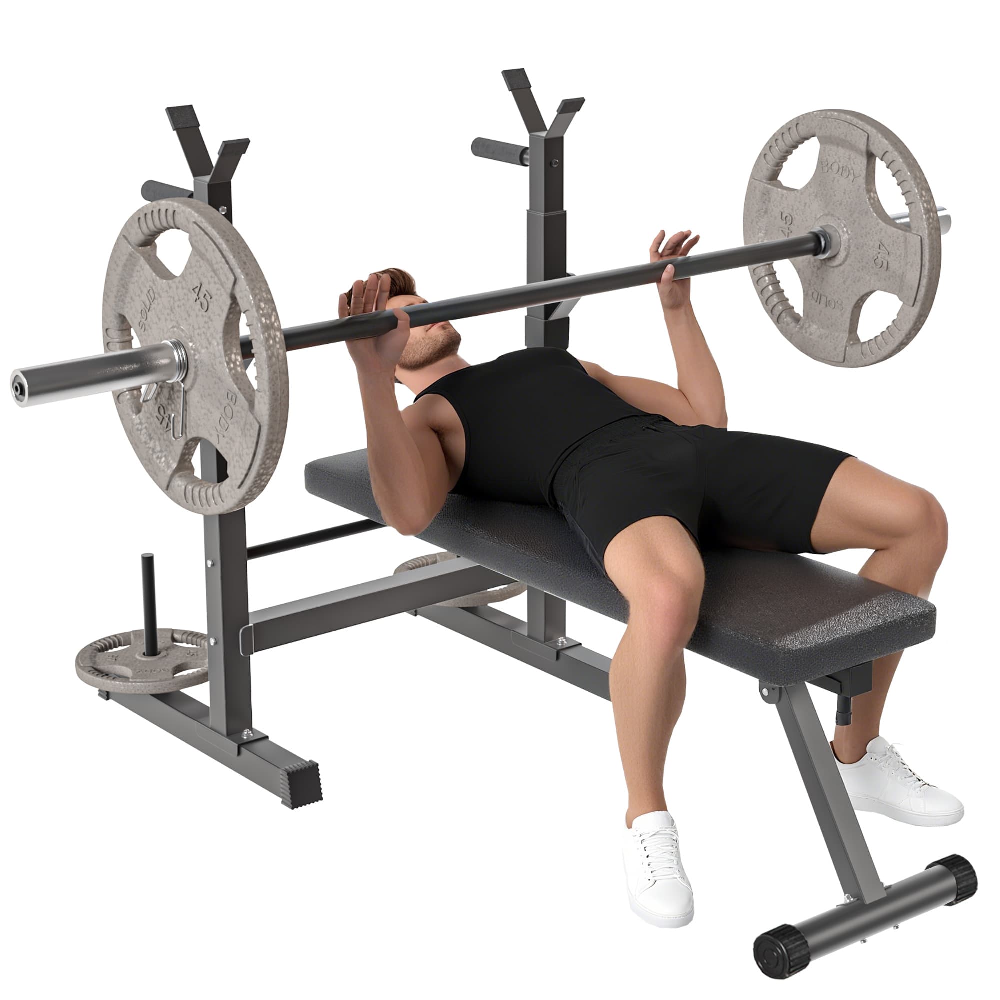 HOMCOM Adjustable Weight Bench, Foldable Bench Press with Barbell Rack, Dip Station, Home Gym, Strength Training, Multiuse | Aosom UK