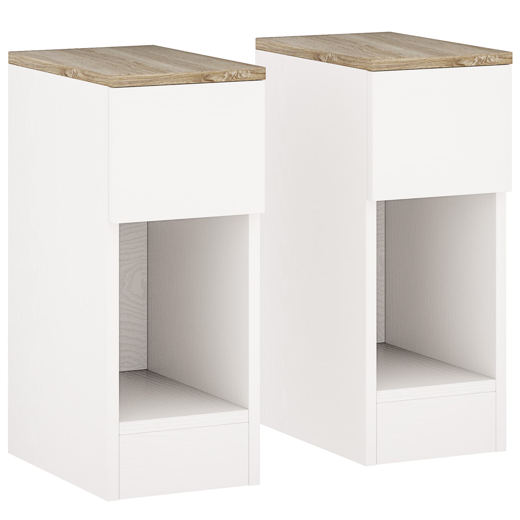 HOMCOM Set of Two Modern Storage Bedside Tables - White | Aosom UK