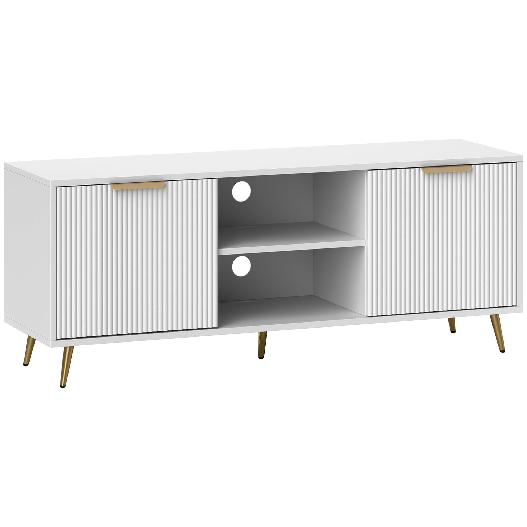 HOMCOM Modern TV Stand Cabinet for TVs up to 55", TV Unit with Shelves and Cabinets, Entertainment Centre for Living Room, White | Aosom UK