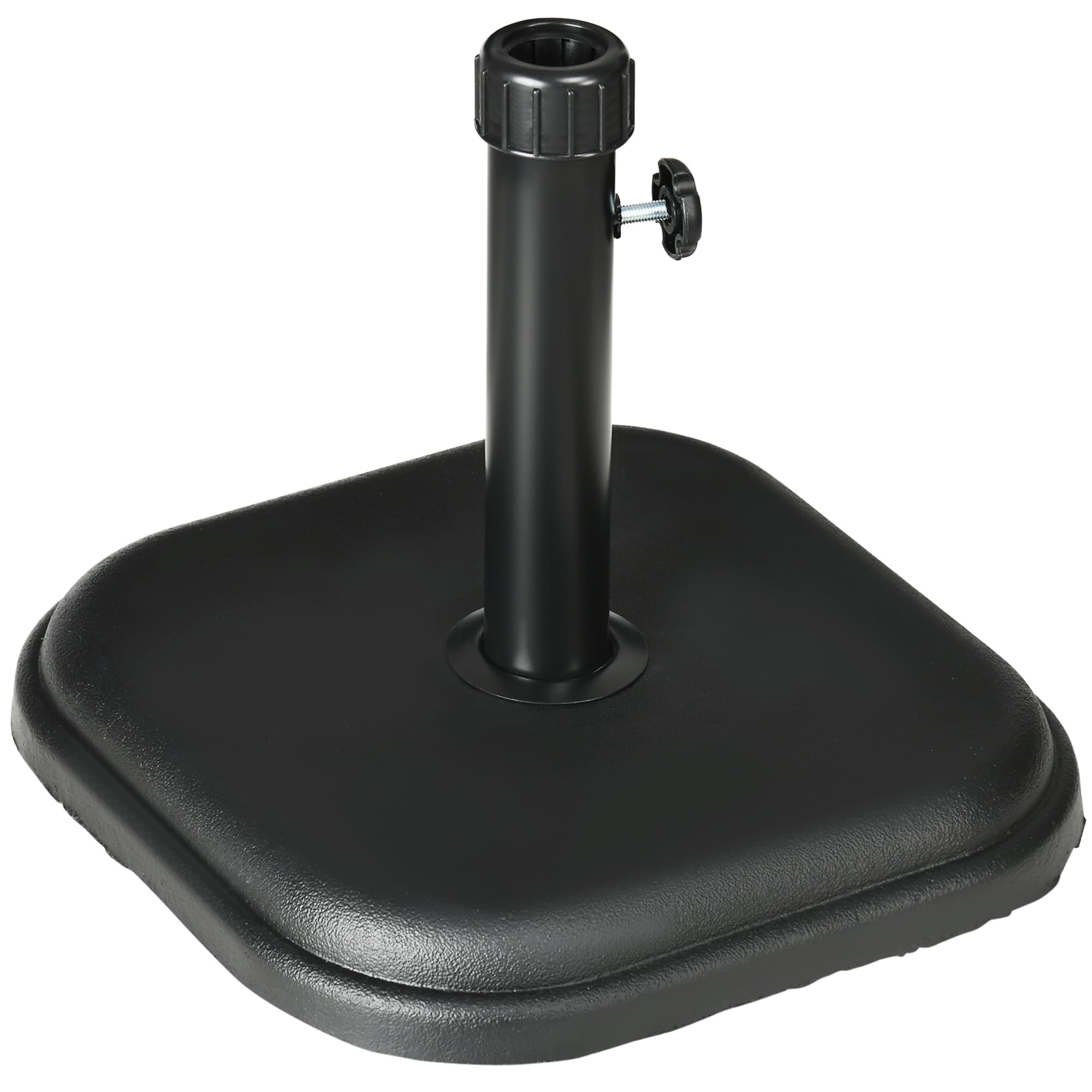 Outsunny Heavy-Duty 11kg Concrete Garden Parasol Base, Square Outdoor Umbrella Stand, Secure and Stylish, Black | Aosom UK
