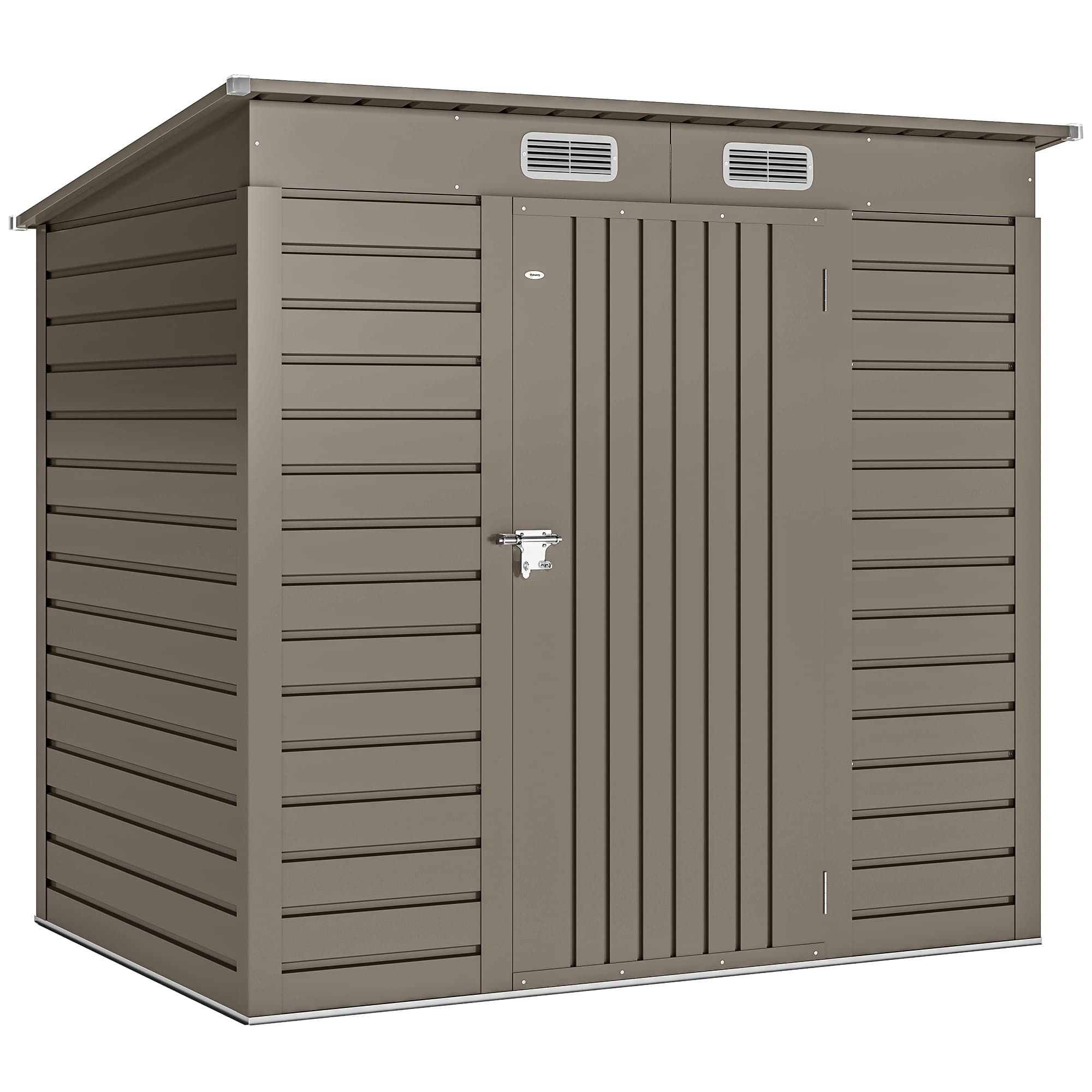 Outsunny 4x6ft Metal Garden Shed with Lockable Door, Galvanised Steel Outdoor Storage Shed, Weather Resistant Tool Storage House for Garden & Backyard, Grey | Aosom UK