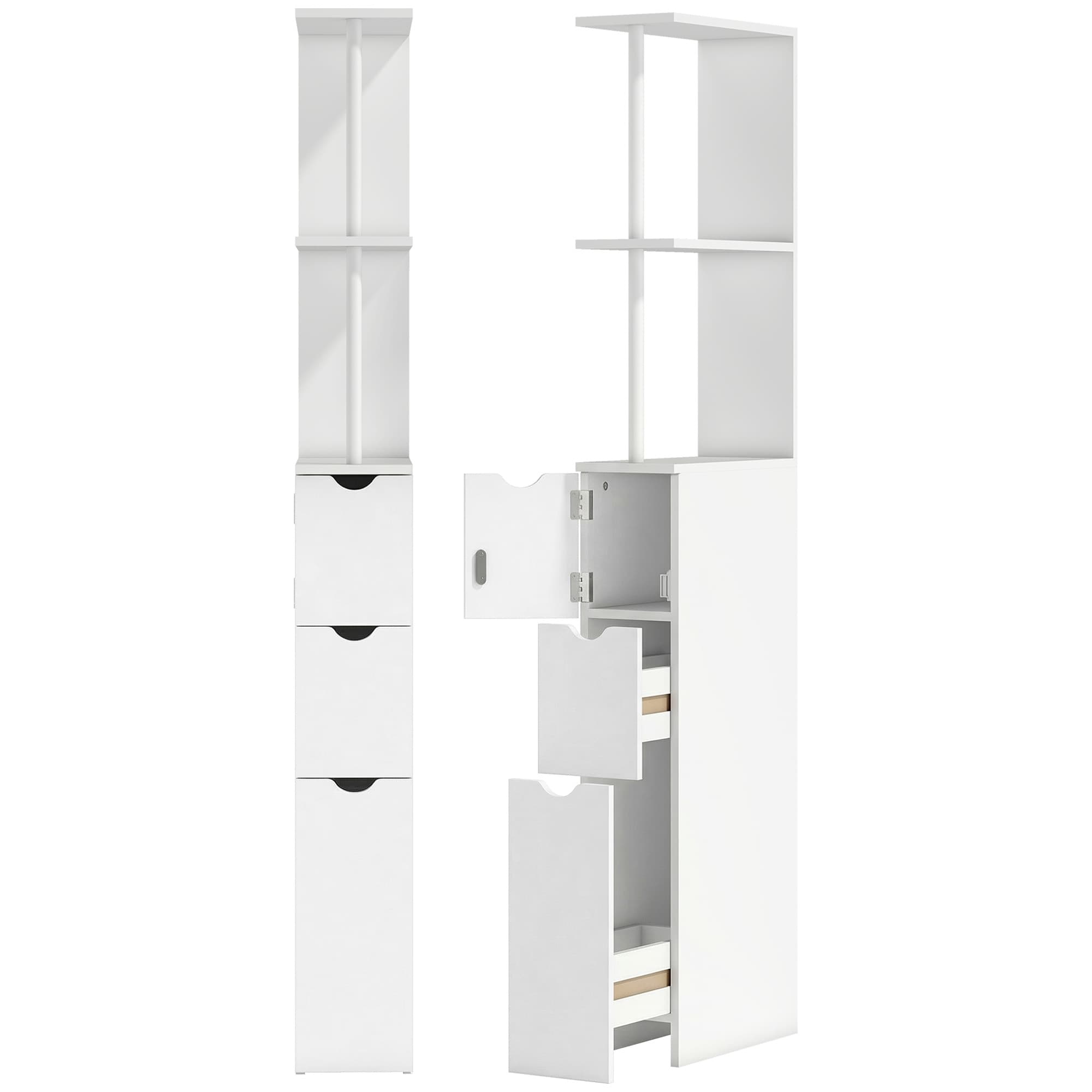 HOMCOM Slim Bathroom Storage Cabinet with Drawers, Tall Bathroom Cupboard with 2-Tier Shelf, White
