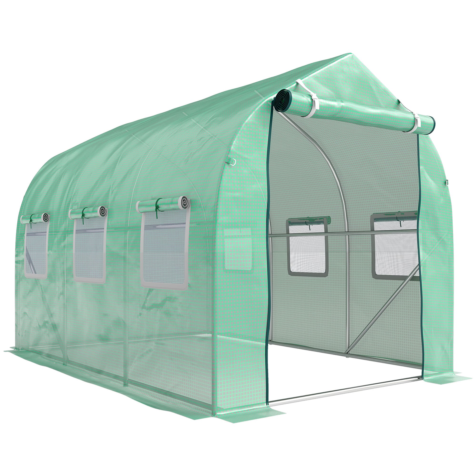 Outsunny Walk in Polytunnel Greenhouse with Windows and Door for Garden, Backyard (3 x 2M) | Aosom UK