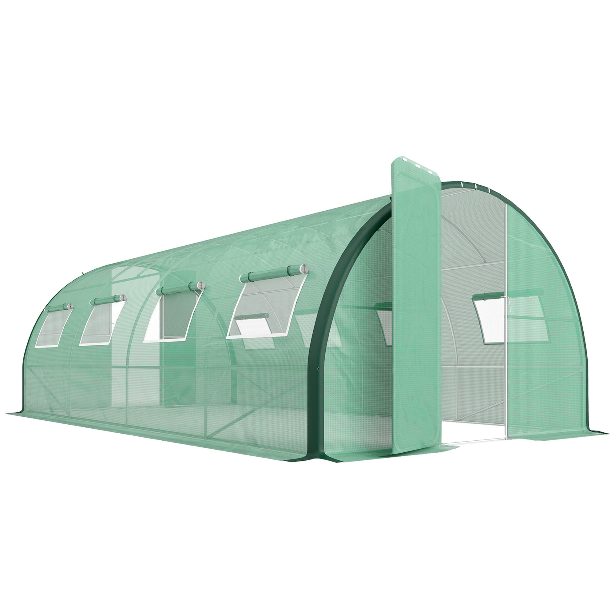 Outsunny Greenhouse and Polytunnels, Galvanised Steel Upgraded Structure Walk-in Polytunnel Greenhouse, 6 x 3m, Allows Sunlight, Green | Aosom UK