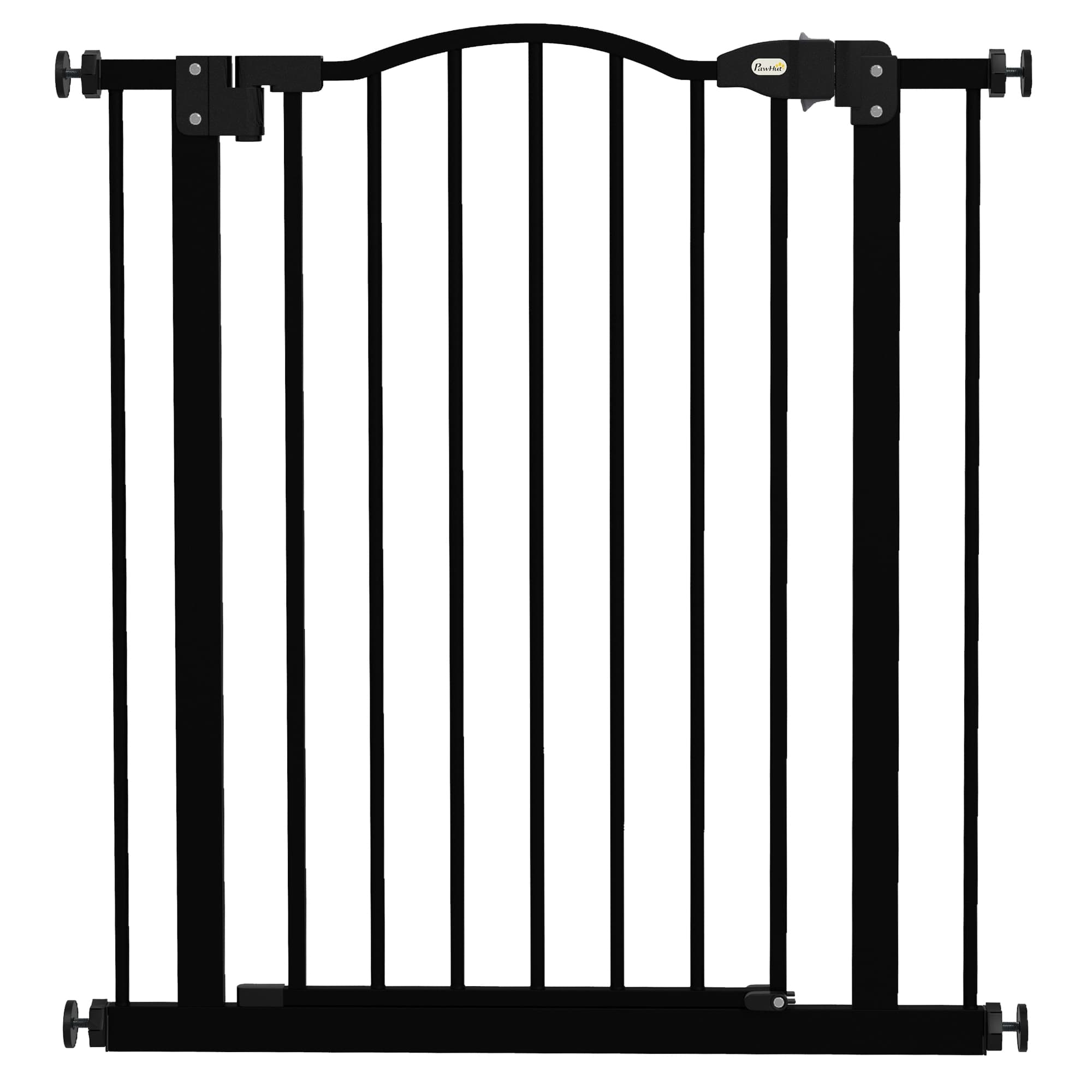 PawHut Metal 74-80cm Adjustable Pet Gate Safety Barrier w/ Auto-Close Door Black | Aosom UK