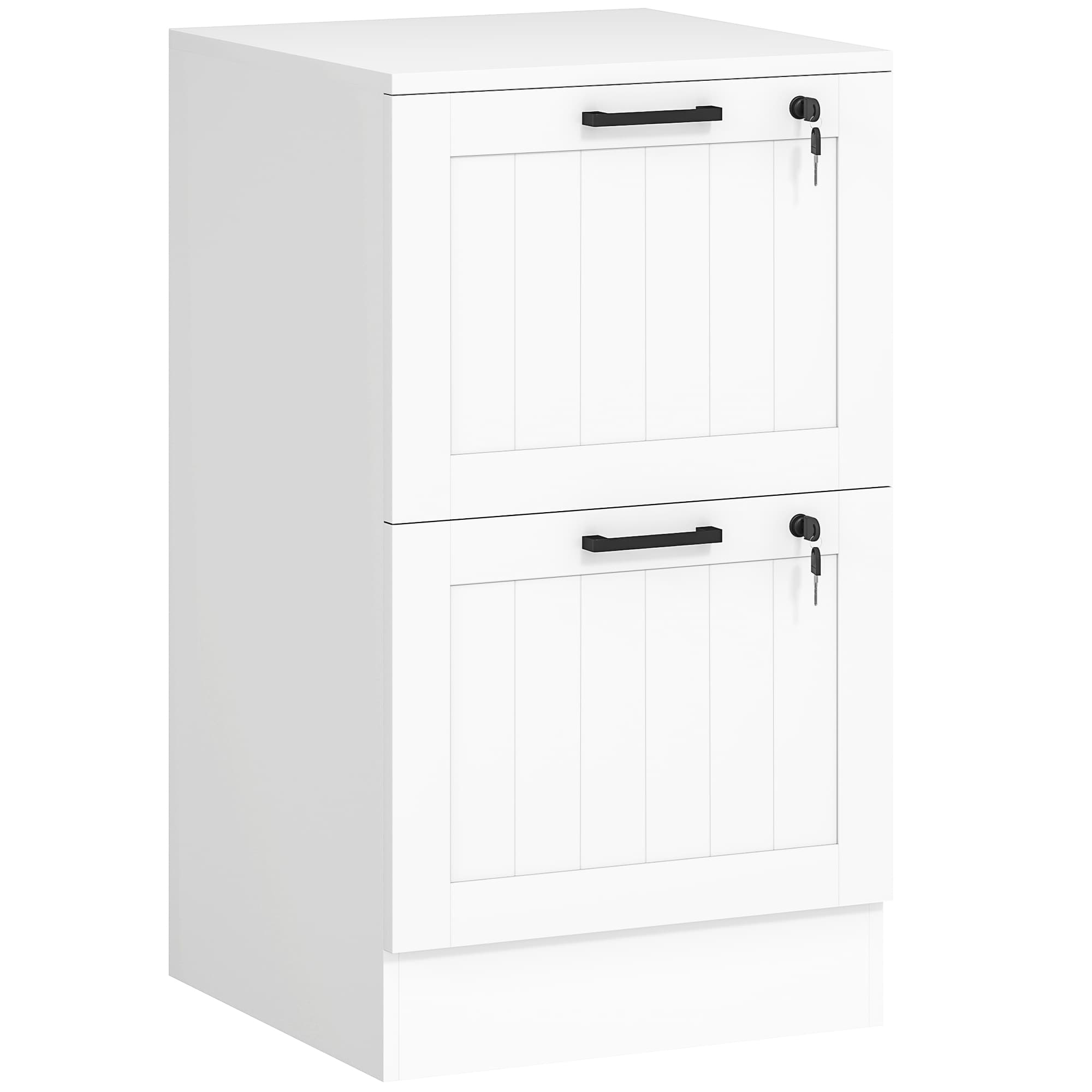 HOMCOM 3 Drawer Filing Cabinet with Lock, Office Storage Cabinet with Adjustable Hanging Bars for A4 Letter Size Files, White thumbnail 3
