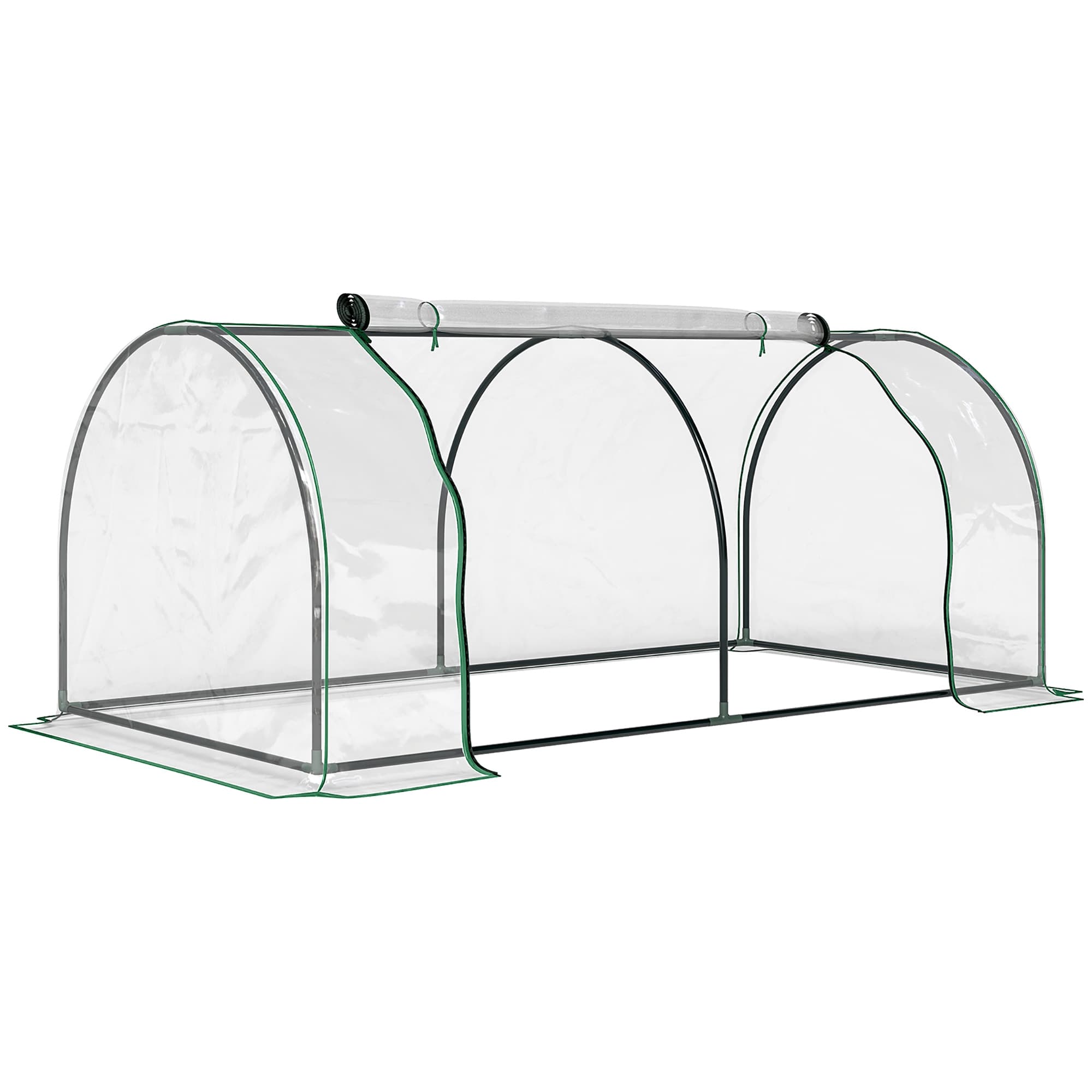 Outsunny Transparent Grow House: Steel-Framed Tunnel Greenhouse with PE Cover, 200 x 100 x 80 cm | Aosom UK
