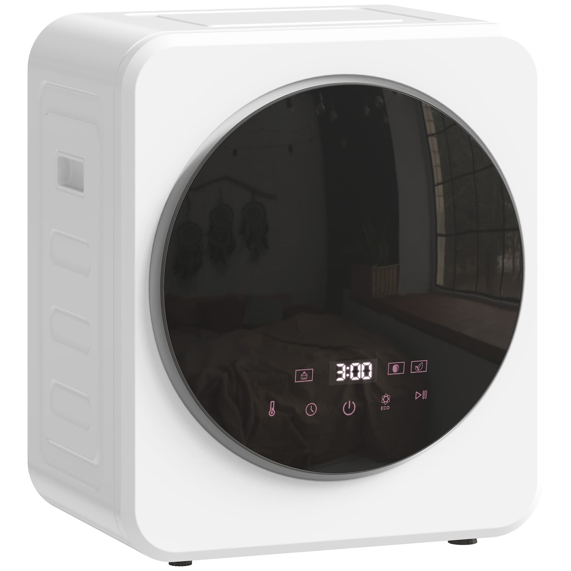 HOMCOM 4kg Vented Tumble Dryer, 800W Compact Freestanding Front Tumble Dryer with Stainless Steel Tub and Customisable Timer, Wall-Mounted Portable Small Clothes Drying Machine, White