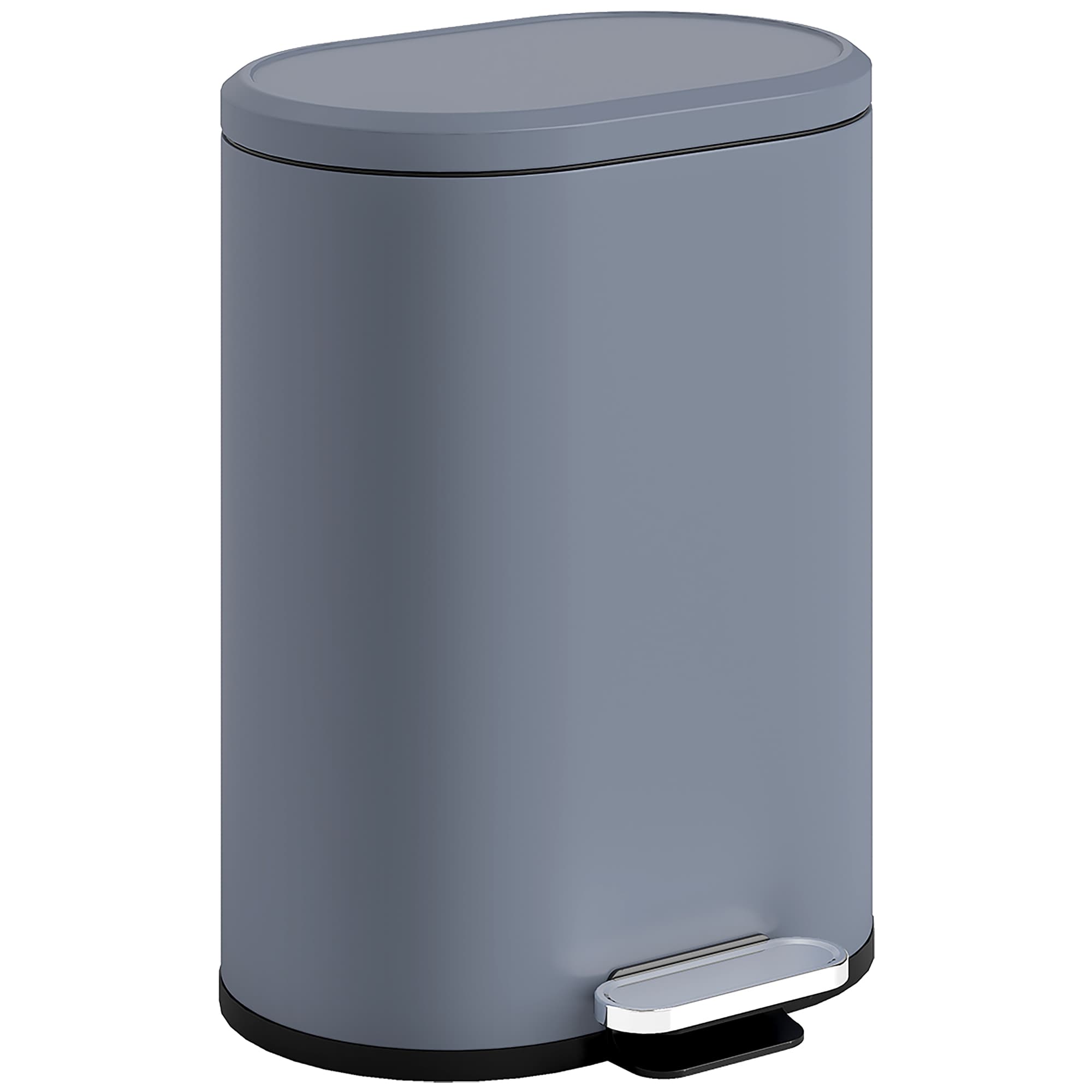 HOMCOM 30L Kitchen Bin with 90° Stay-Open Lid, Slim Rectangular Pedal Bin with Soft-Close Lid, Removable Inner Bucket for Home Office, Fingerprint-Resistant, Grey