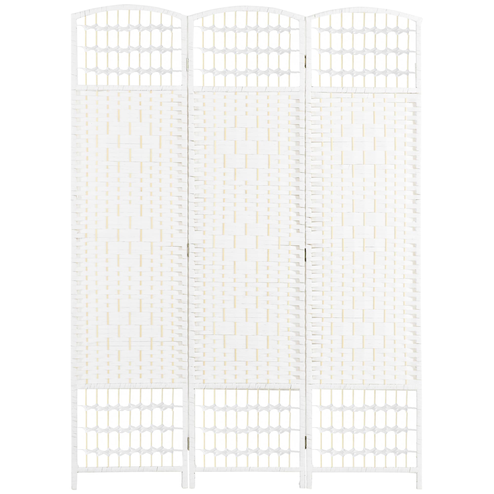 HOMCOM 3 Panel Folding Room Divider, Privacy Screen, Paravent Partition Separator for Living Room, Bedroom, White