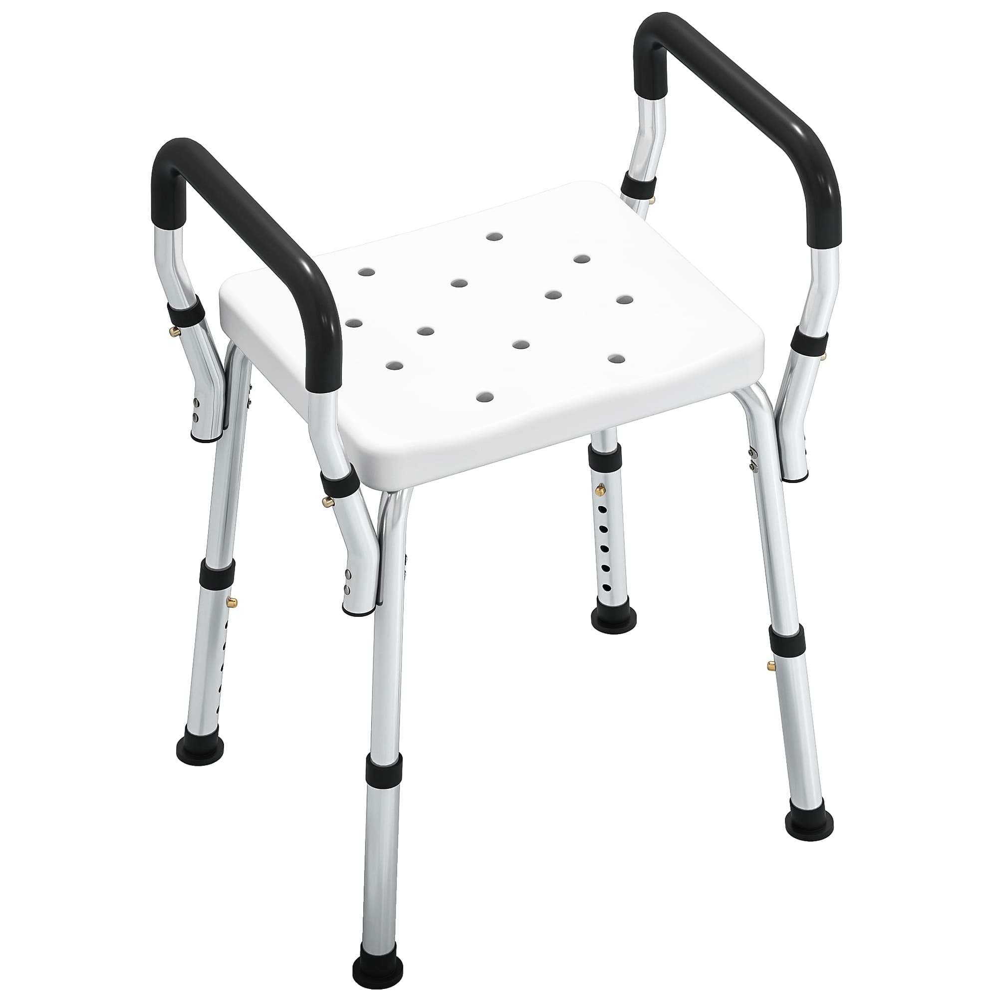 HOMCOM Aluminium Frame Bath Seat, Adjustable Height & Anti-Slip, for Comfortable Showering, 57-69cm | Aosom UK