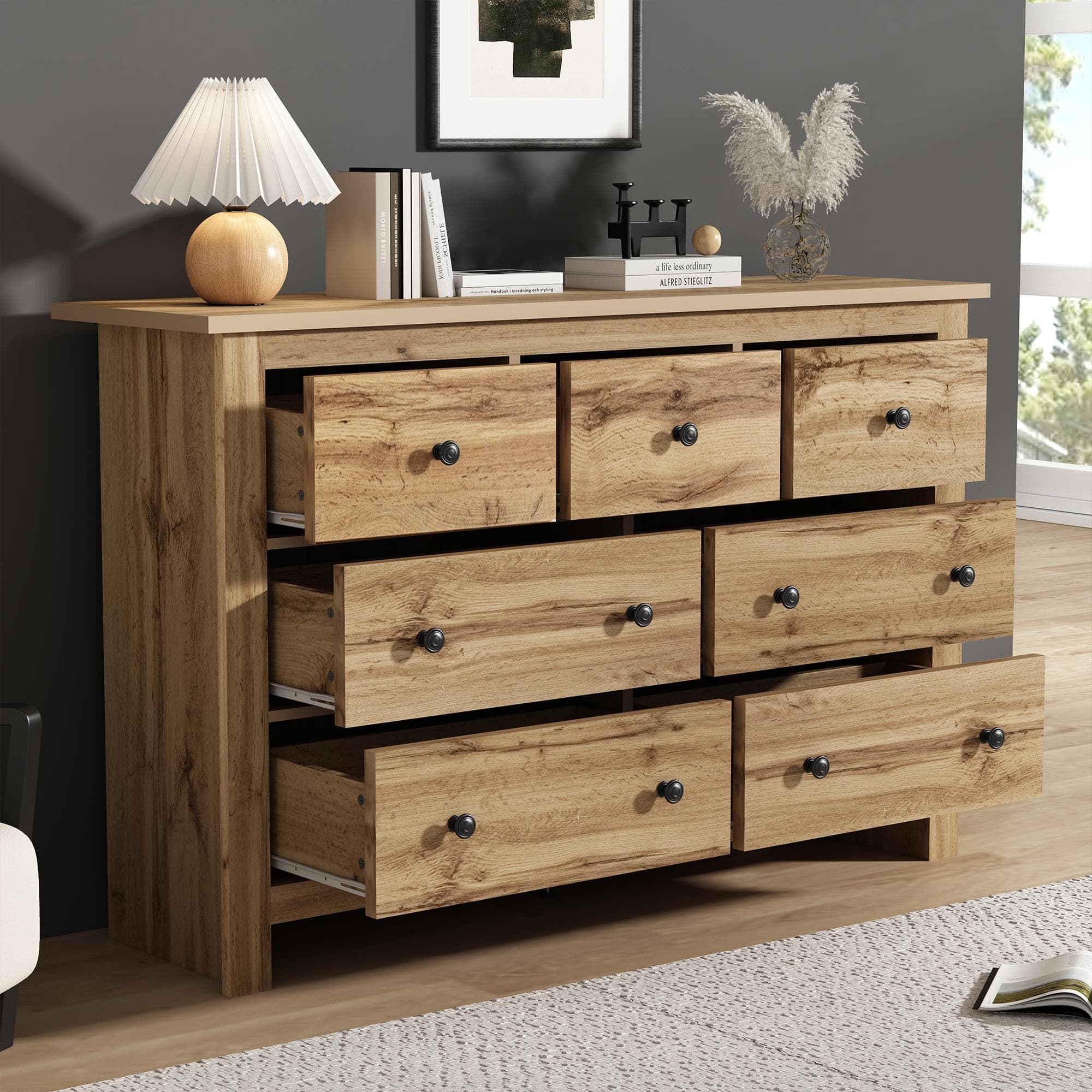Modern Vintage Storage Cabinet with 7 Drawers, Versatile Sideboard for Living Room, Bedroom & Hallway, 152L x 40W x 88.5H cm, Wood | Aosom UK