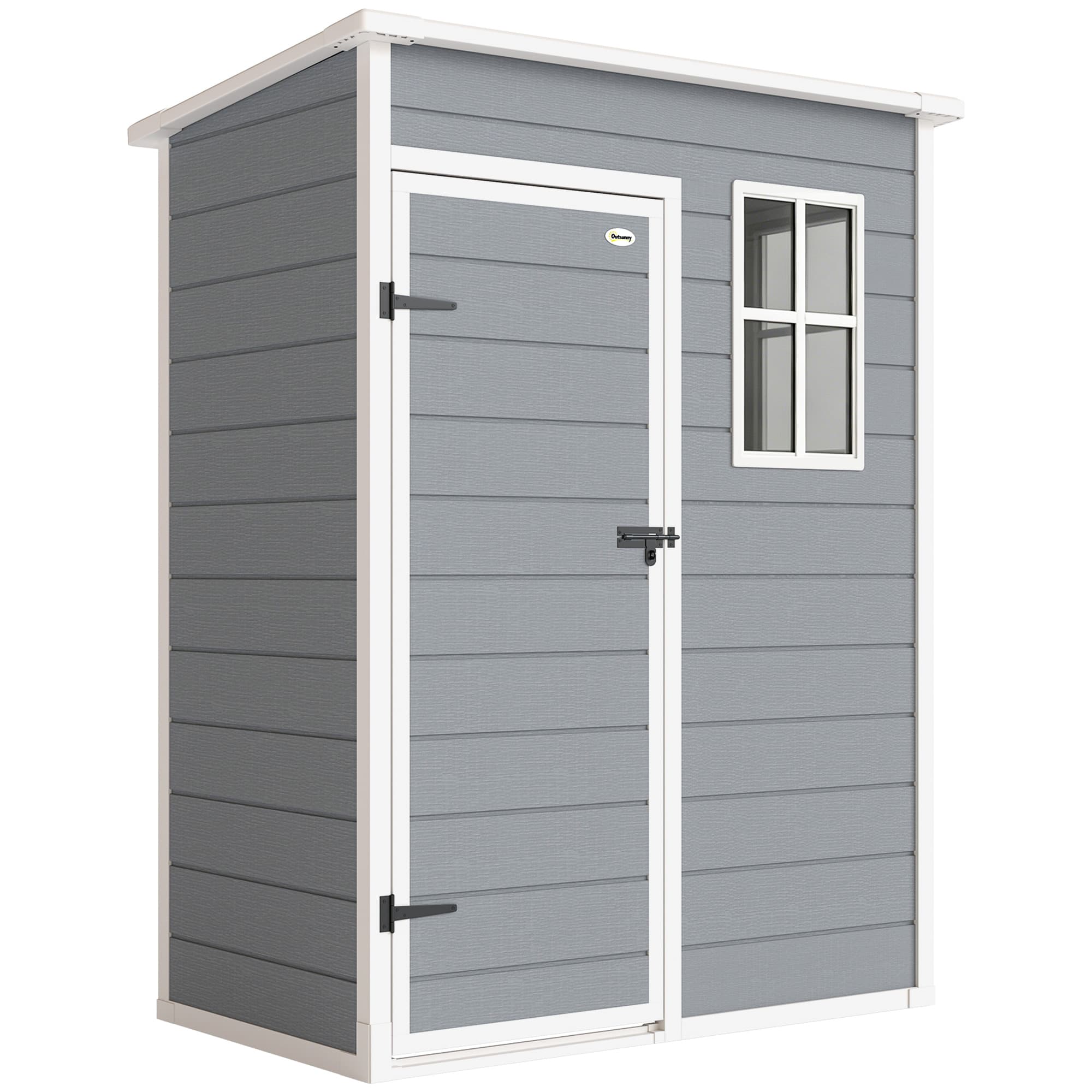 Outsunny 5x3 Storage Shed, Garden Shed Lockable Door With Window and Vent for Outdoor Storage, Grey | Aosom UK