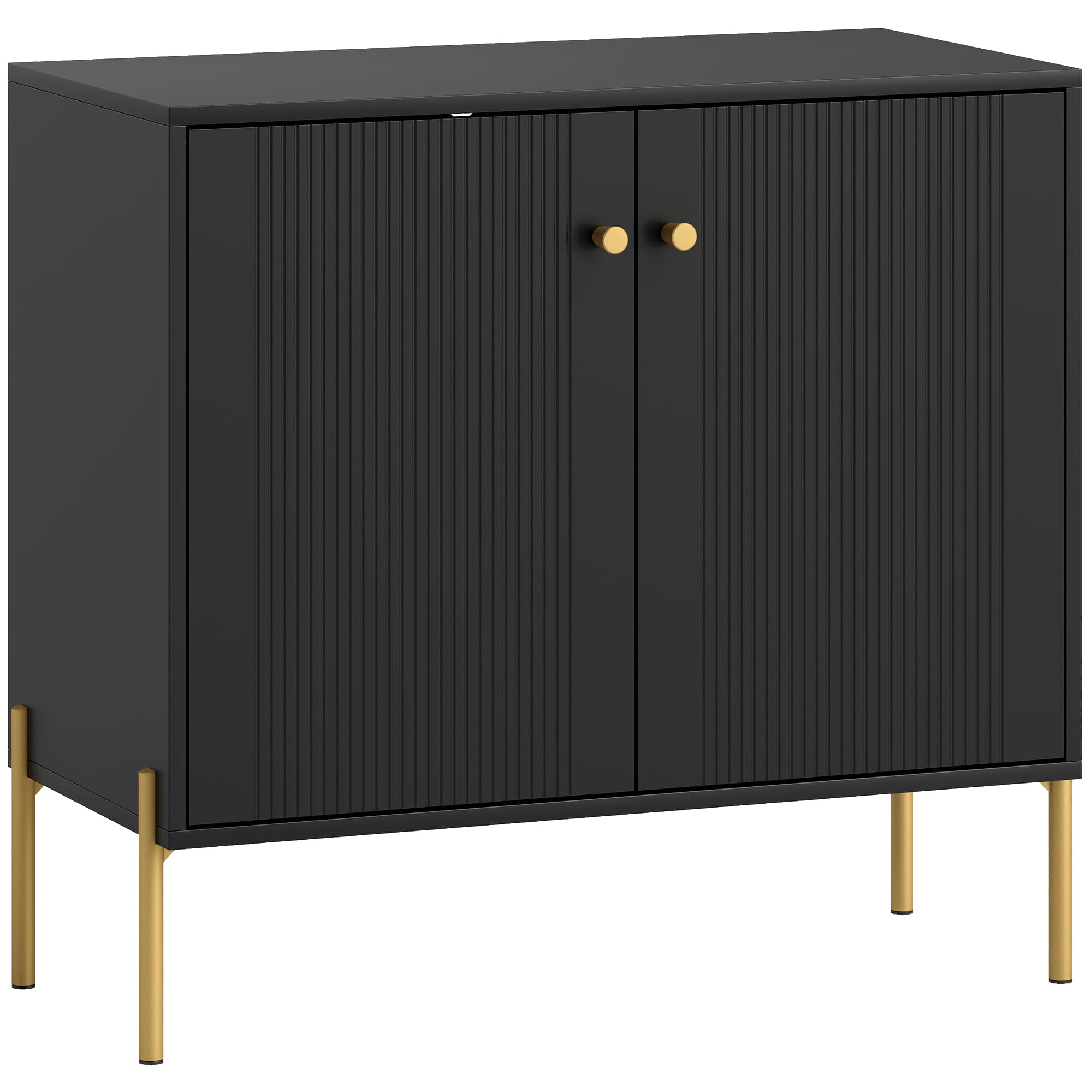 HOMCOM Sideboard Buffet Cabinet, Coffee Bar Cabinet with Fluted Doors and Adjustable Shelf, Black