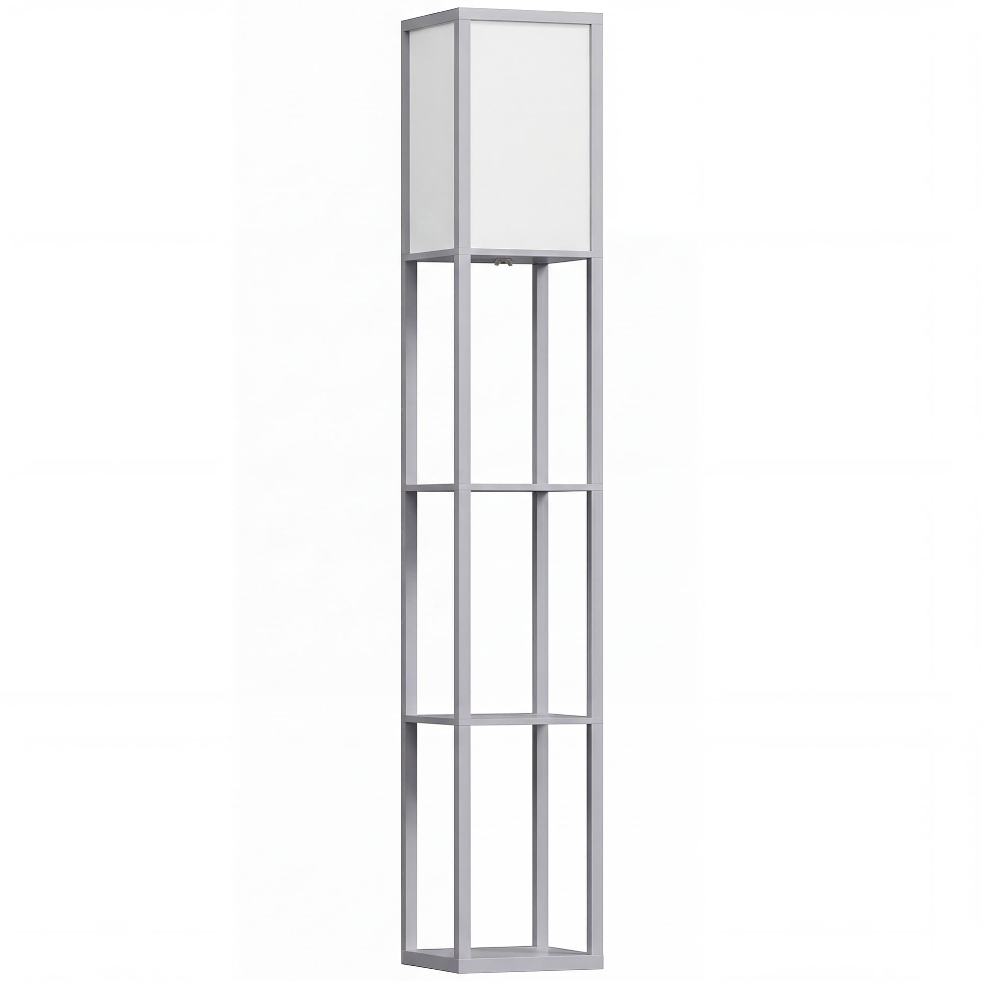 HOMCOM 3-Tier Floor Lamp, Floor Light w/ Storage Shelf, Reading Standing Lamp for Living Room, Bedroom, Office, Dorm, 160cm, Grey | Aosom UK