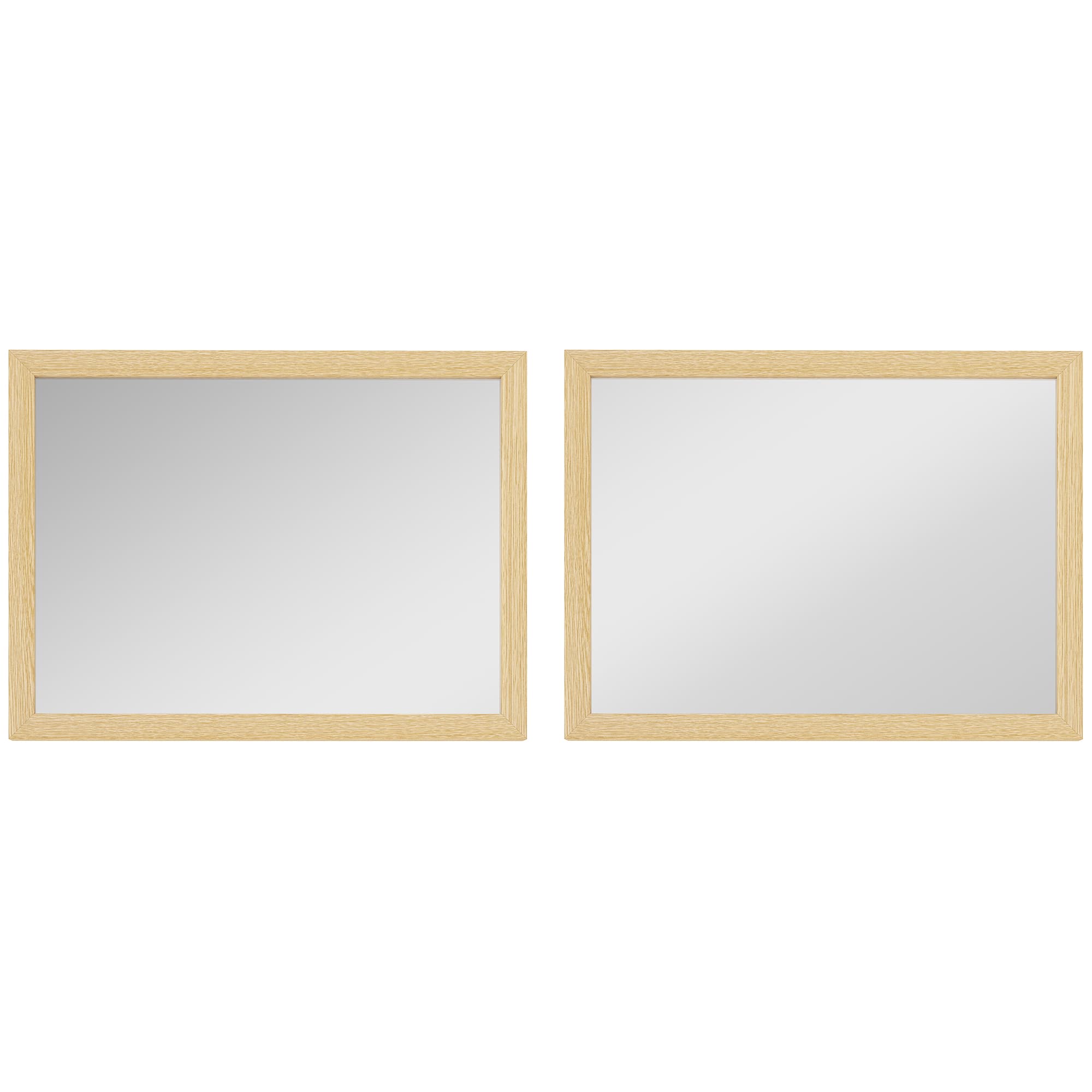HOMCOM Wall Bathroom Mirror, 30 x 40 cm Wall-Mounted Mirror for Living Room, Bedroom, Hallway, Set of 2, Natural