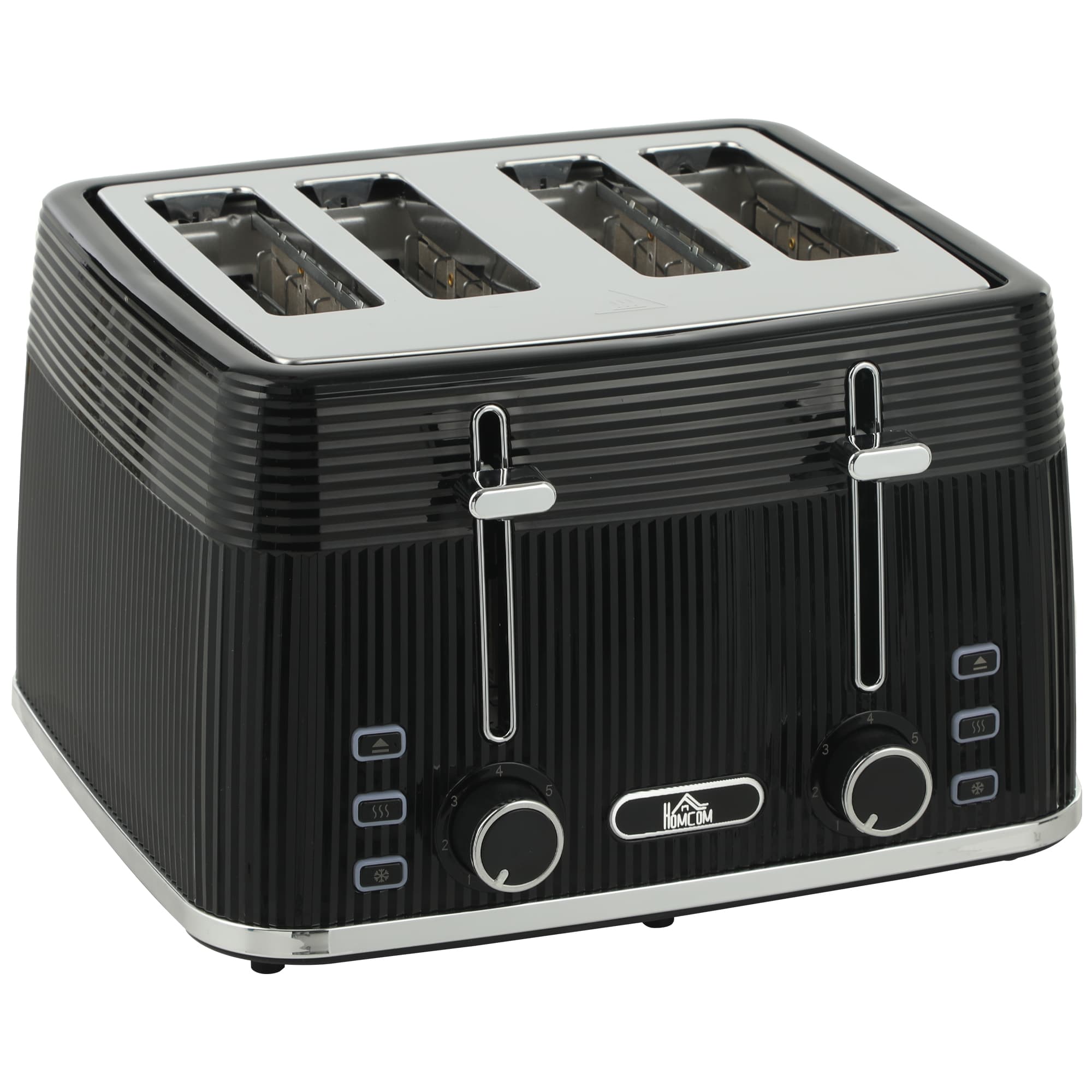 HOMCOM 4 Slice Toaster with 7 Browning Levels, Bread Toaster with Removable Crumb Tray, Black