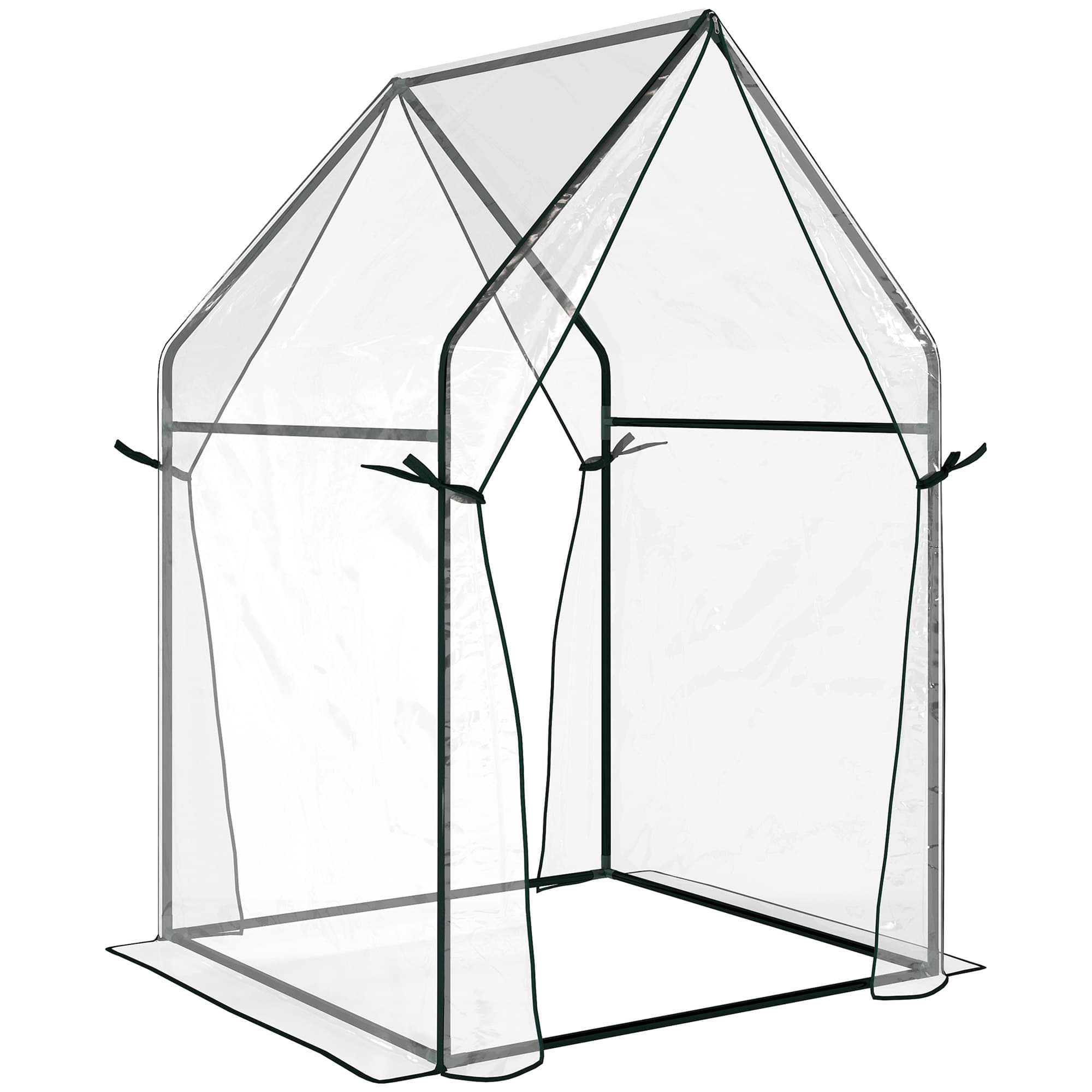 Outsunny Portable Greenhouse: Compact Garden Growhouse with Dual Zipped Doors, Indoor Outdoor Plant Protection, 90 x 90 x 145cm, Clear | Aosom UK
