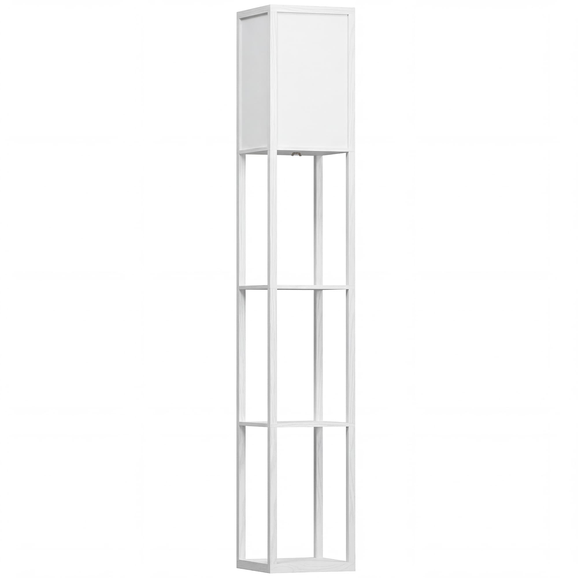 HOMCOM Standing Lamp, Floor Lamp with 3-Tier Storage Shelf, Reading Standing Lamp for Living Room, Bedroom, White | Aosom UK