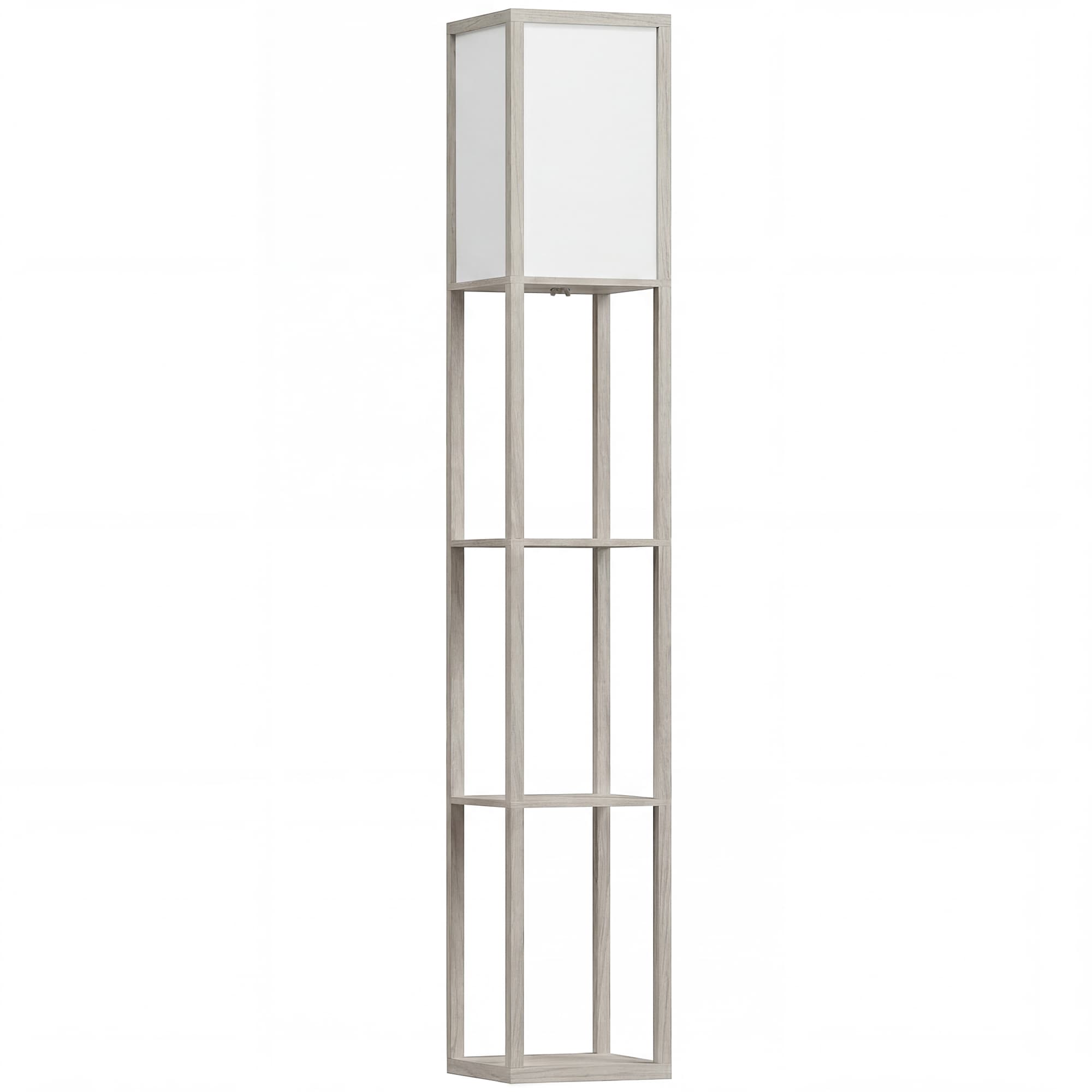 HOMCOM Floor Lamp with Shelves, 3-Tier Floor Standing Lamp, Reading Standing Lamp for Living Room, Bedroom, Office, Dorm, Oak | Aosom UK