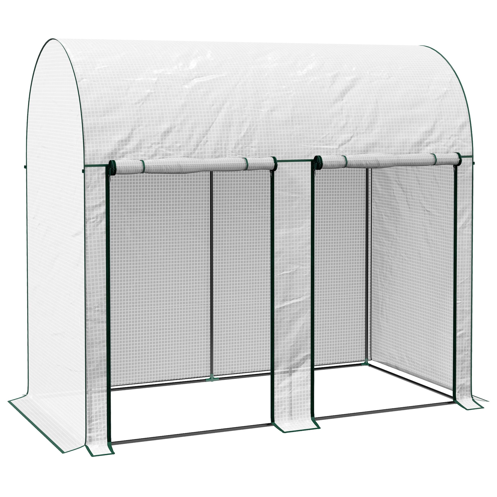 Outsunny Walk-In Greenhouse with Zipped Roll Up Doors, Small Greenhouse with Plastic Cover and Arched Top for Tomatos, Flowers, White | Aosom UK