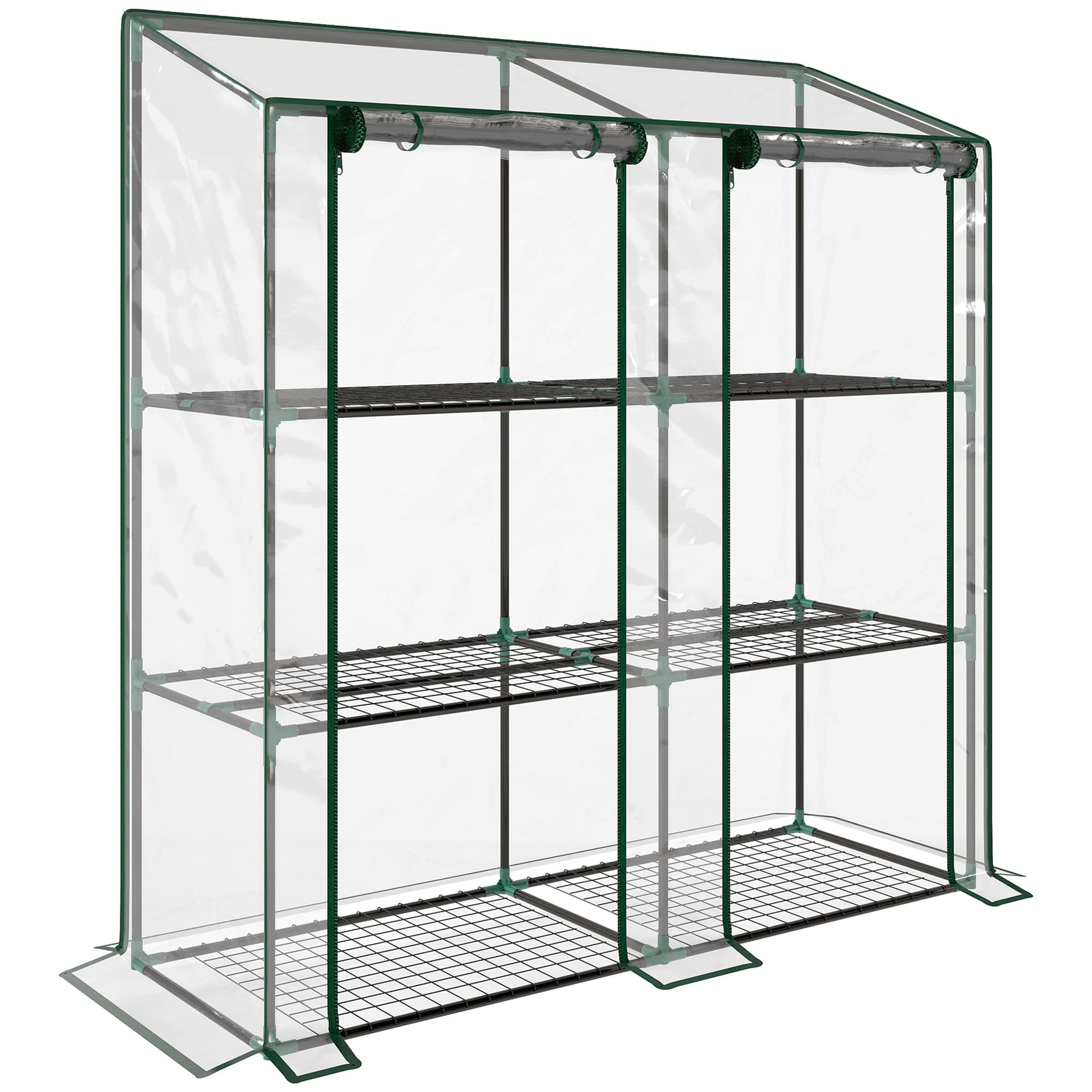 Outsunny 3 Tier 6 Wire Shelves Reinforced Mini Greenhouse, Clear