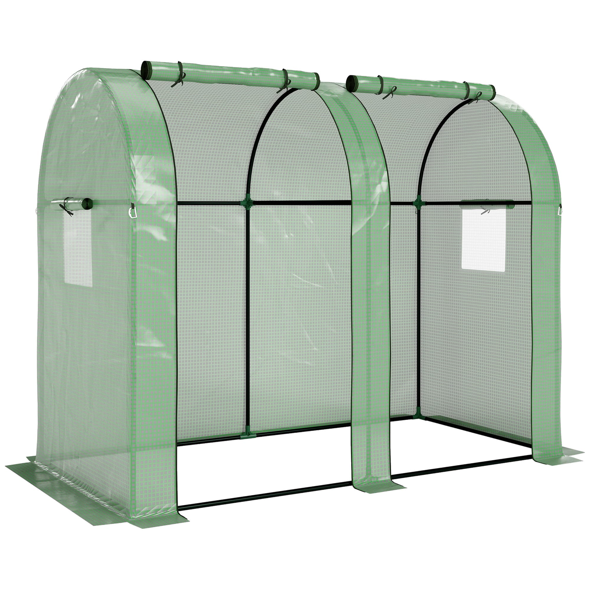 Outsunny Tomato Greenhouse, Garden Growhouse w/ 2 Roll-up Doors and 4 Mesh Windows, Portable Green House, 185 x 94 x 150cm, Green | Aosom UK