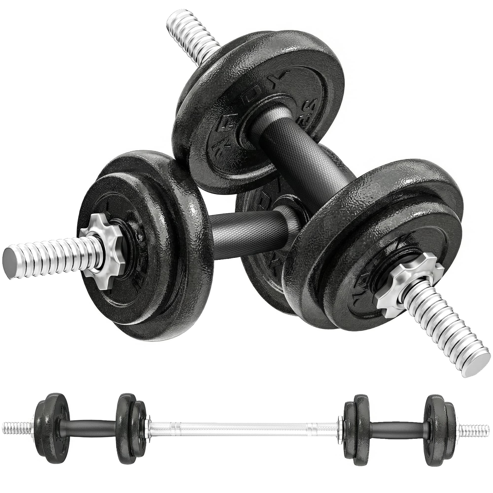 SPORTNOW 2-in-1 Adjustable Dumbbells Set, 20kg Weights Dumbbells Set with Non-Slip Grip for Strength Training, Weight Lifting, Bodybuilding, Home Gym Workout Equipment for Men & Women