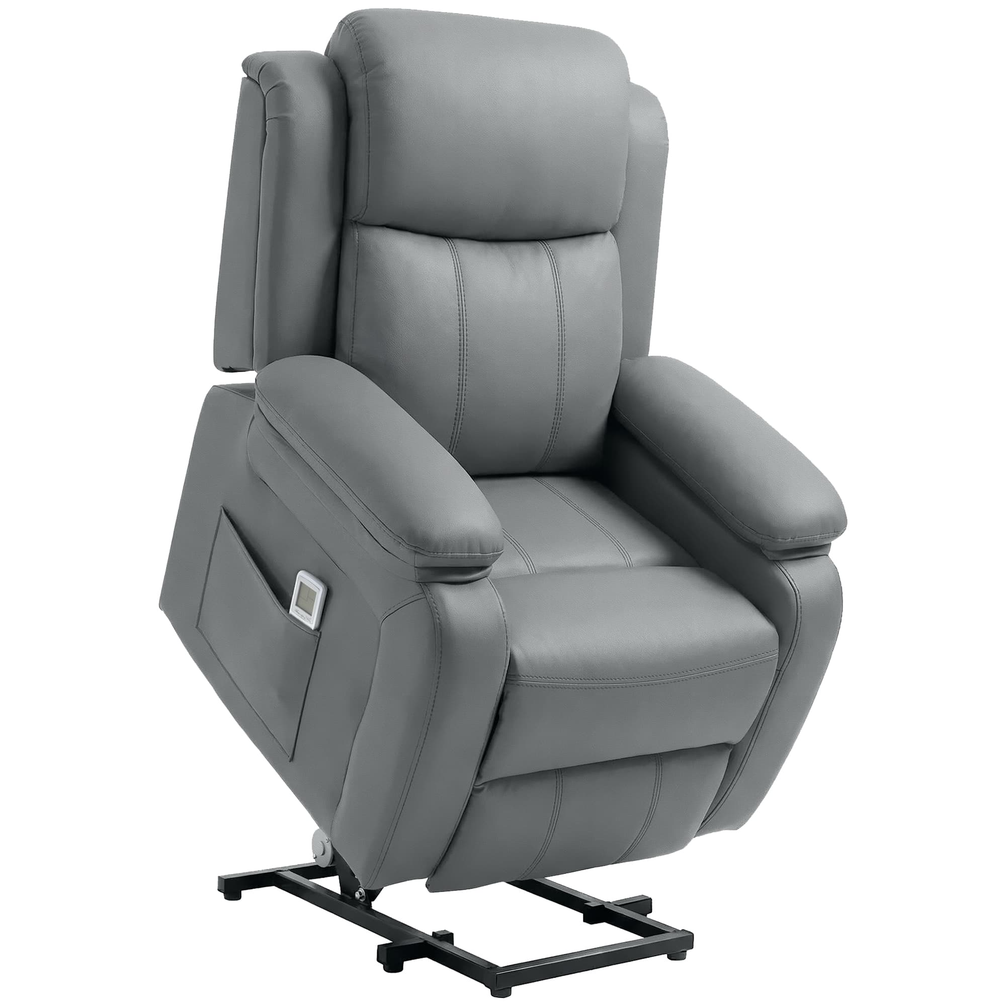 HOMCOM Electric Power Lift Recliner Chair Vibration Massage Reclining Chair with Remote Control and Side Pocket, Grey