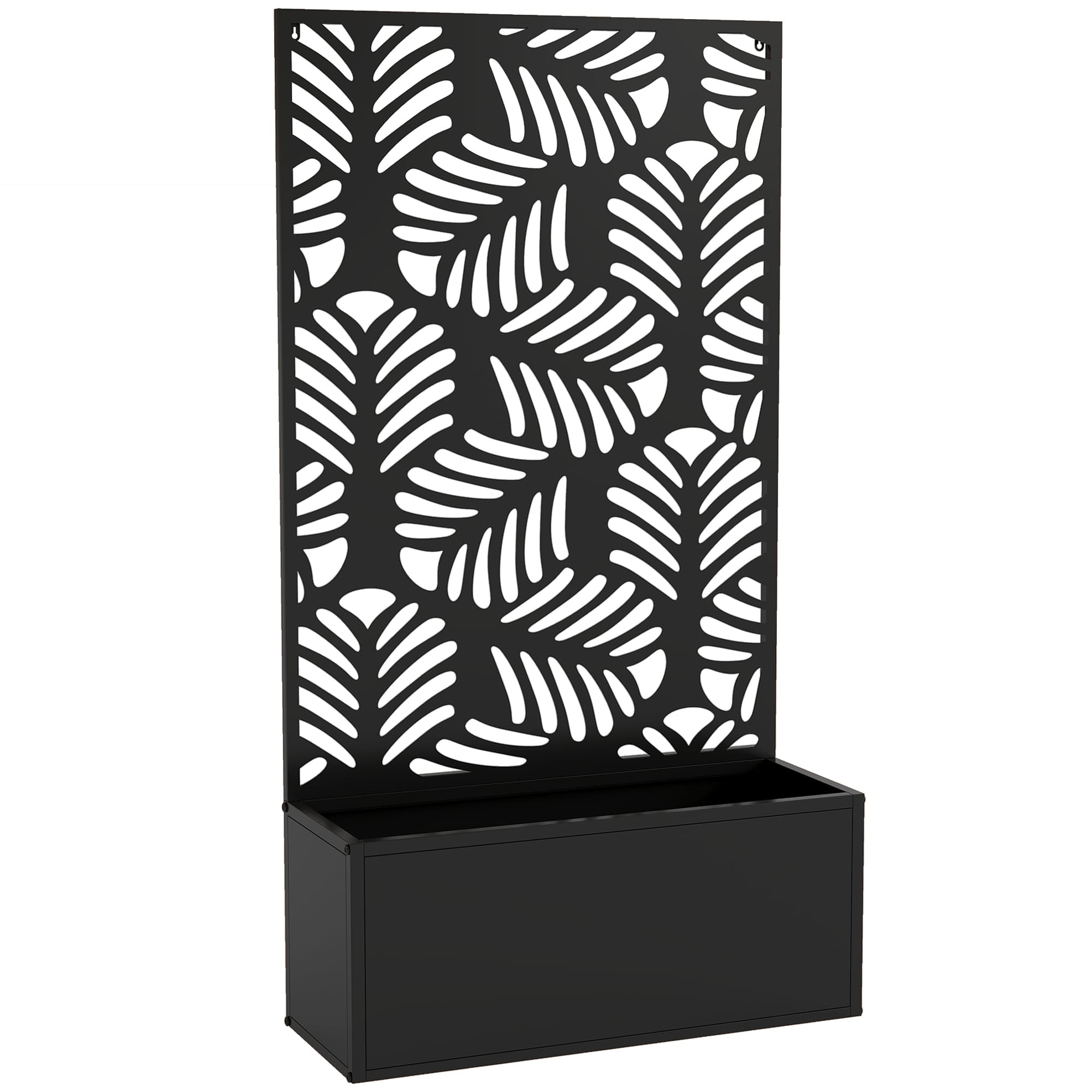 Outsunny Metal Garden Bed for Garden with Trellis, Wall Mounted or Freestanding Raised Planter with Privacy Screen