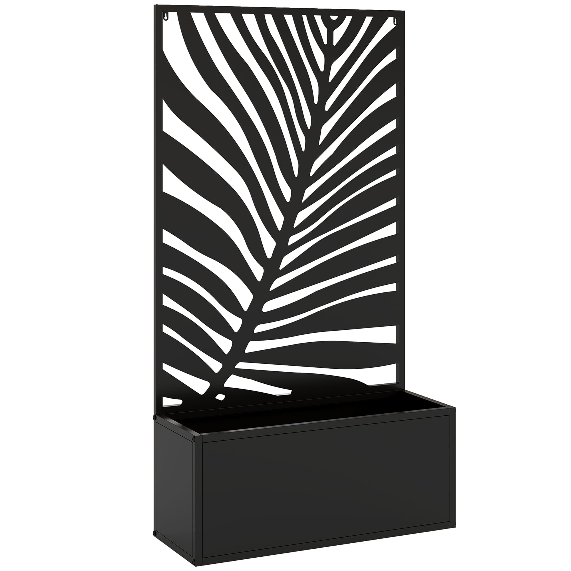 Outsunny Metal Garden Bed for Garden with Trellis, Wall Mounted or Freestanding Raised Planter with Privacy Screen