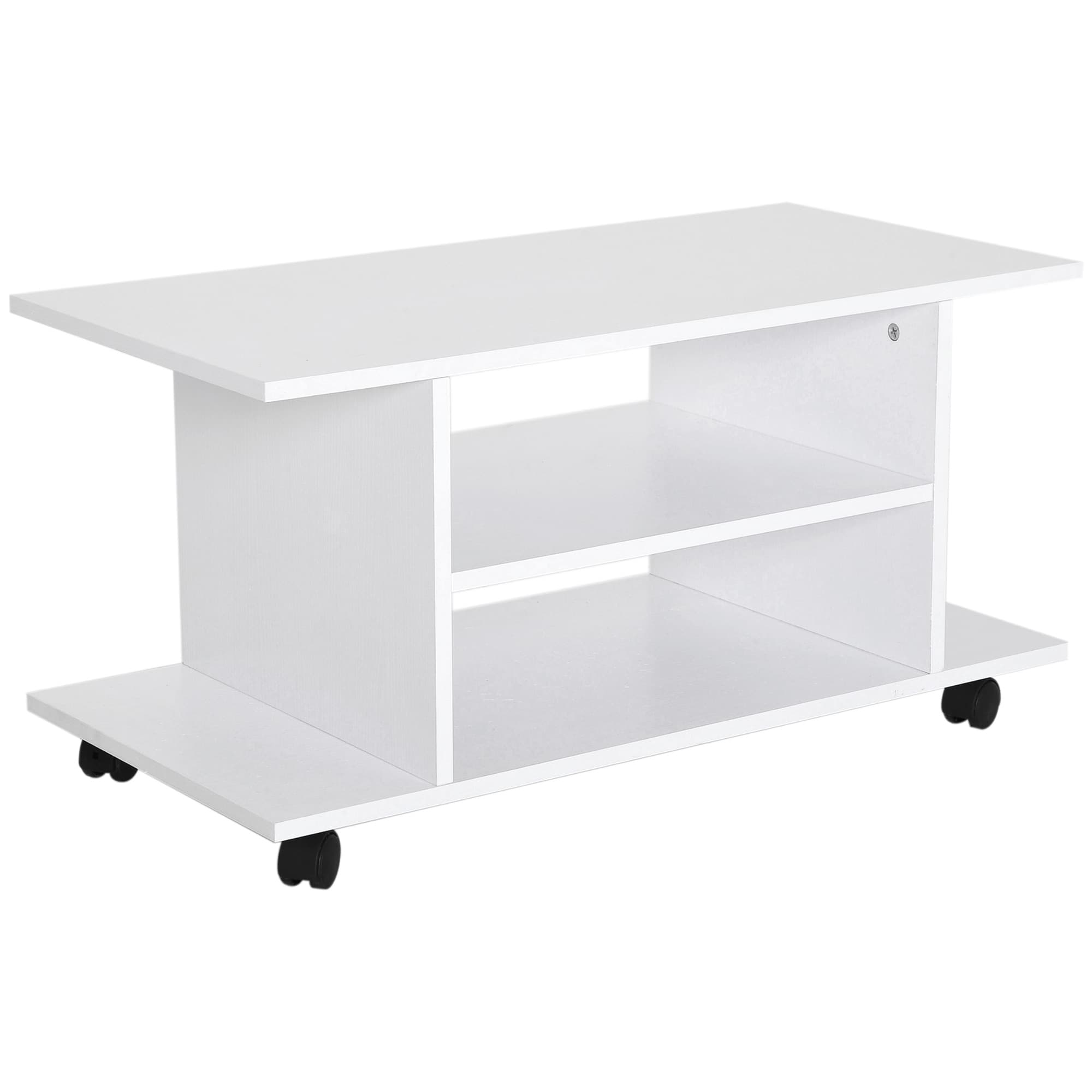 HOMCOM TV Stand W/ Shelves -White | Aosom UK