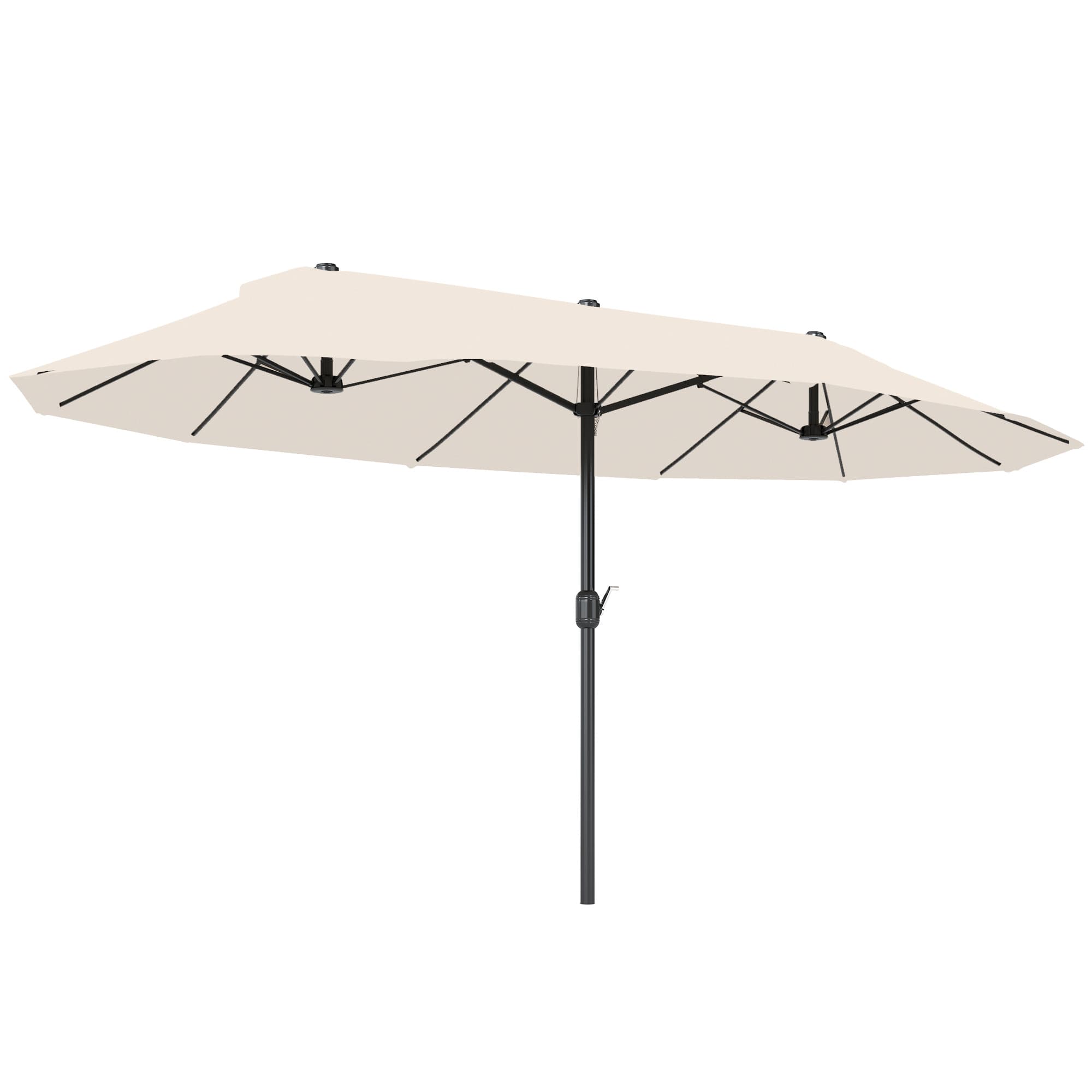 Outsunny Waterproof 4.6m Garden Parasol Double-Sided Sun Umbrella Patio Market Shelter Canopy Shade Outdoor Beige - NO BASE | Aosom UK