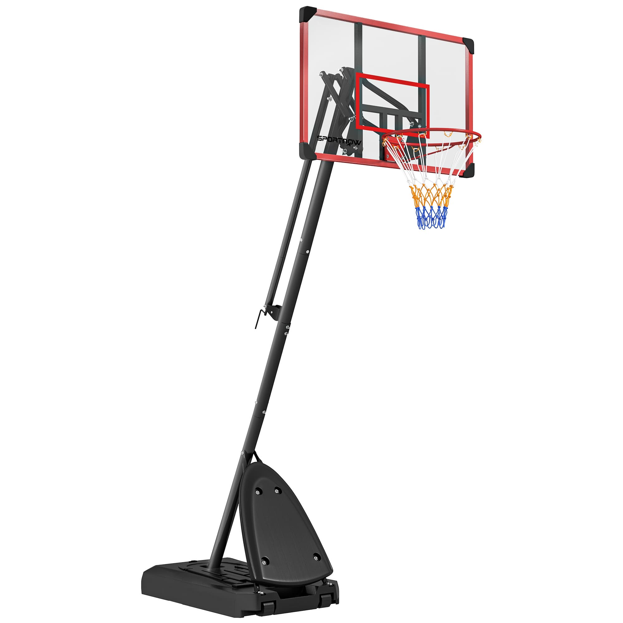 SPORTNOW 2.4-2.9m Adjustable Basketball Hoop and Stand with Weighted Base, Portable on Wheels, Red | Aosom UK