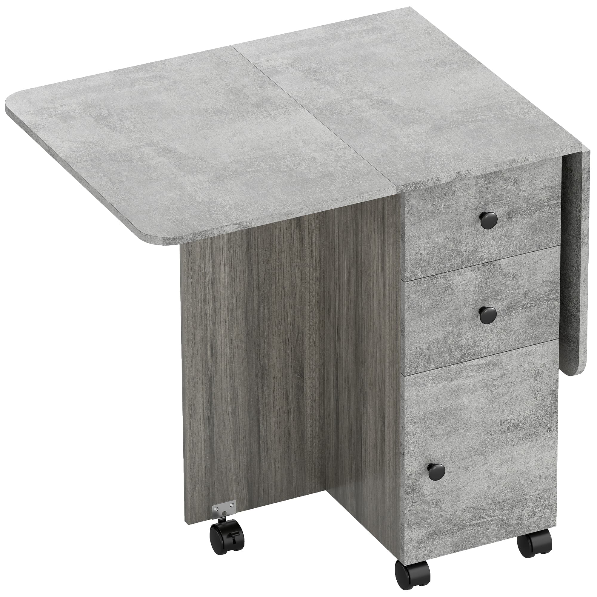 HOMCOM Foldable Dining Table, Drop Leaf Table with Drawers and Storage Cabinet