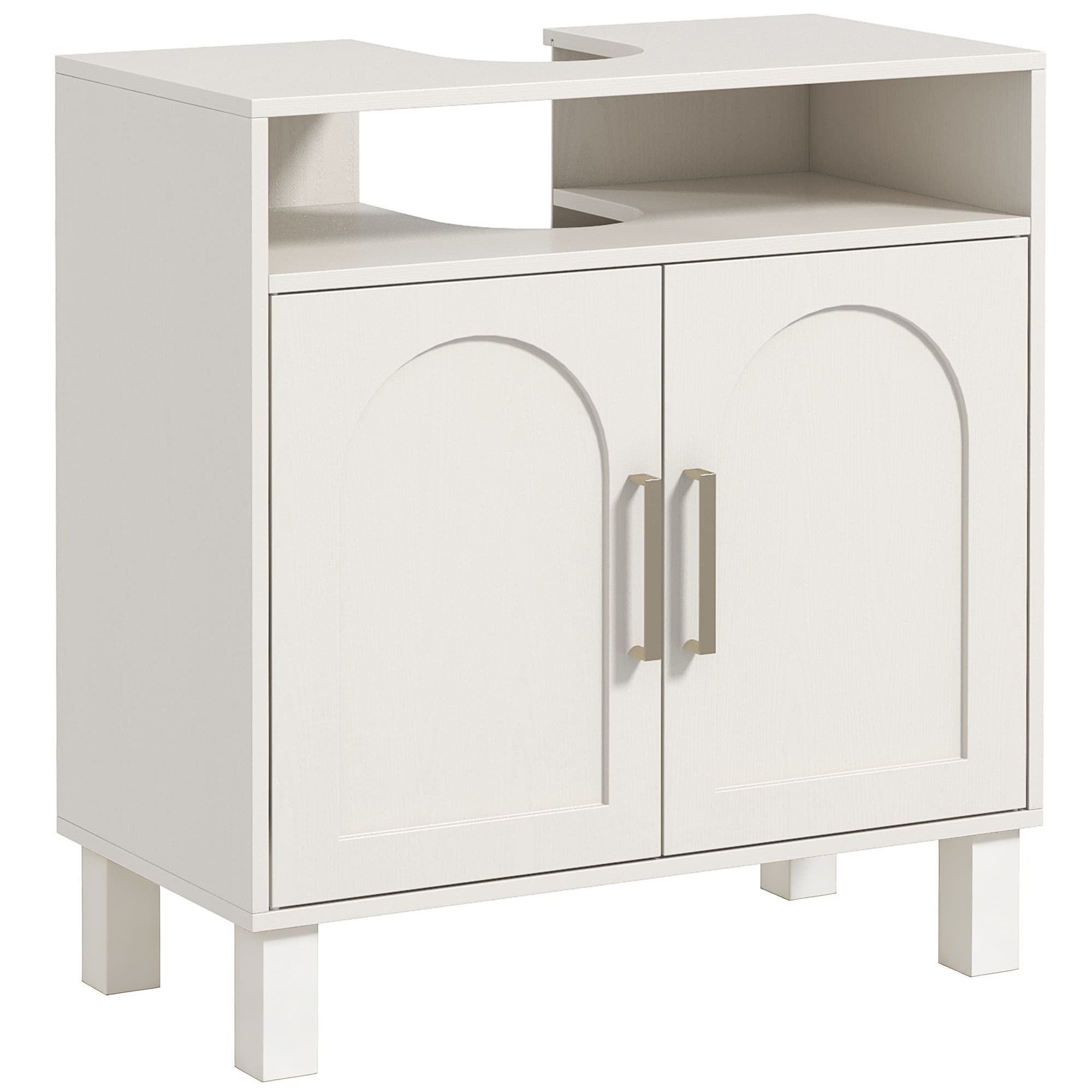 HOMCOM Under Sink Cabinet for Basin without Pedestal, Compact & Durable, Cream White | Aosom UK