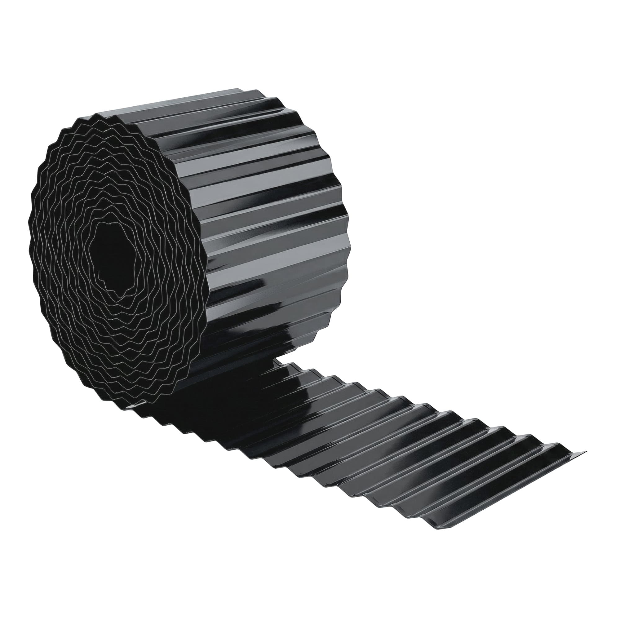 Outsunny Metal Garden Edging Border, 8 in x 21.3 ft Corrugated Heavy Duty Galvanised Steel Lawn Edging, Dark Grey