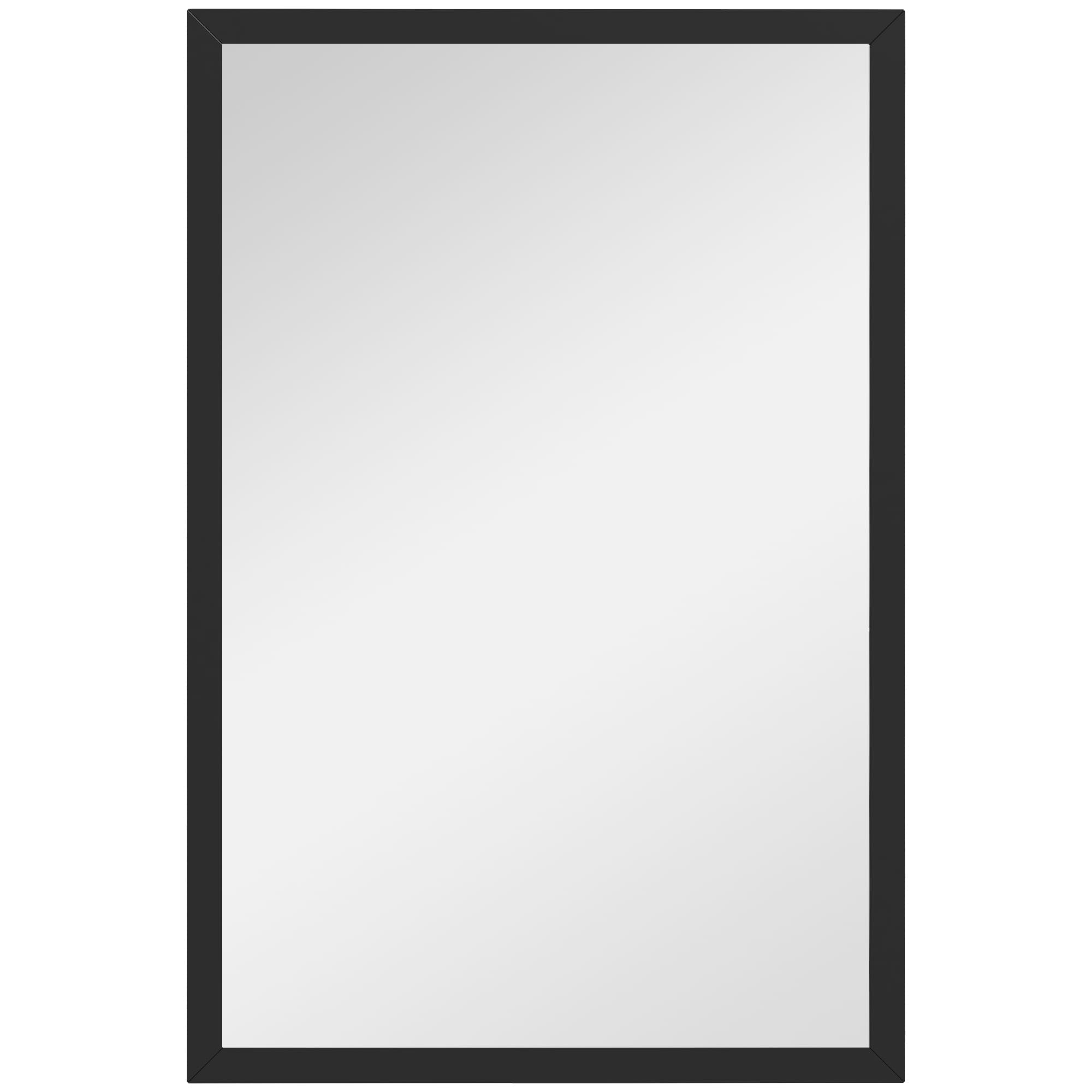 HOMCOM Wall Bathroom Mirror, 60 x 40 cm Wall-Mounted Mirror for Living Room, Bedroom, Hallway, Black | Aosom UK