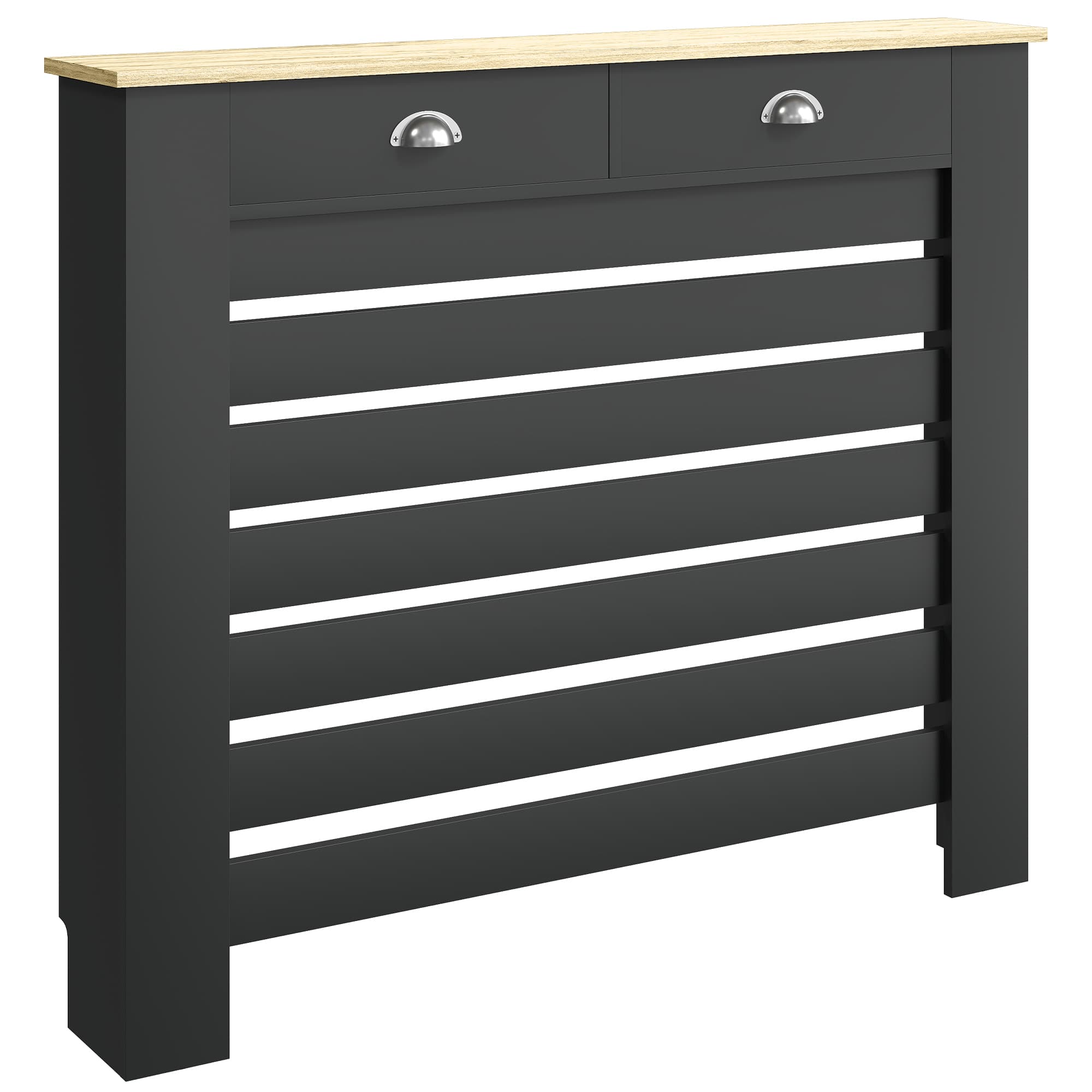HOMCOM 95.5H x 111Wcm Radiator Cover, with Drawer - Black