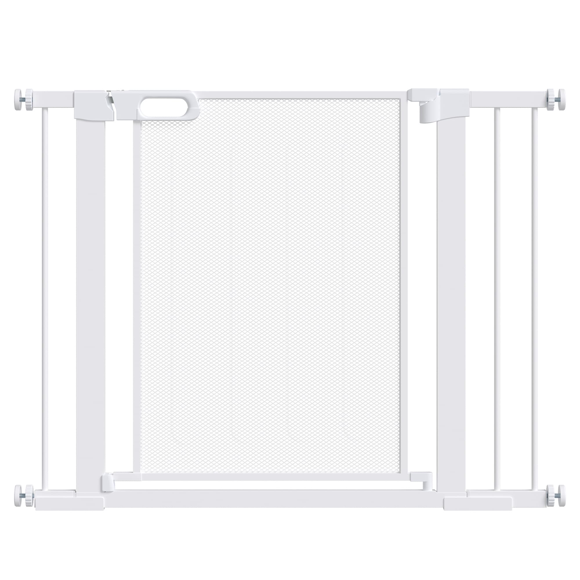 PawHut Pressure Fit Safety Gate for Doorways and Staircases, Dog Gate w/ Auto Closing Door, Pet Barrier for Hallways w/ Double Locking - White