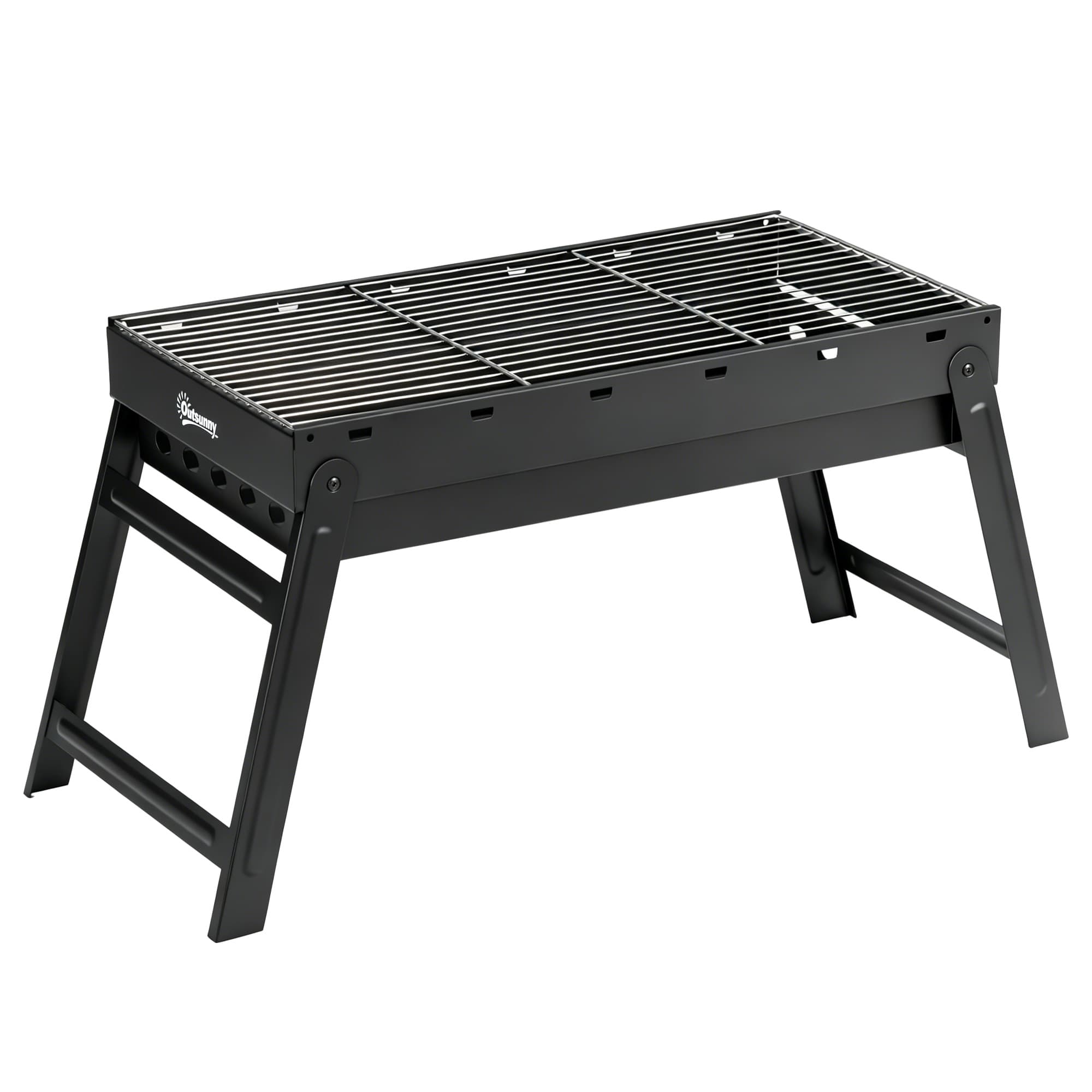 Outsunny Foldable Charcoal Grill - Black thumbnail 2