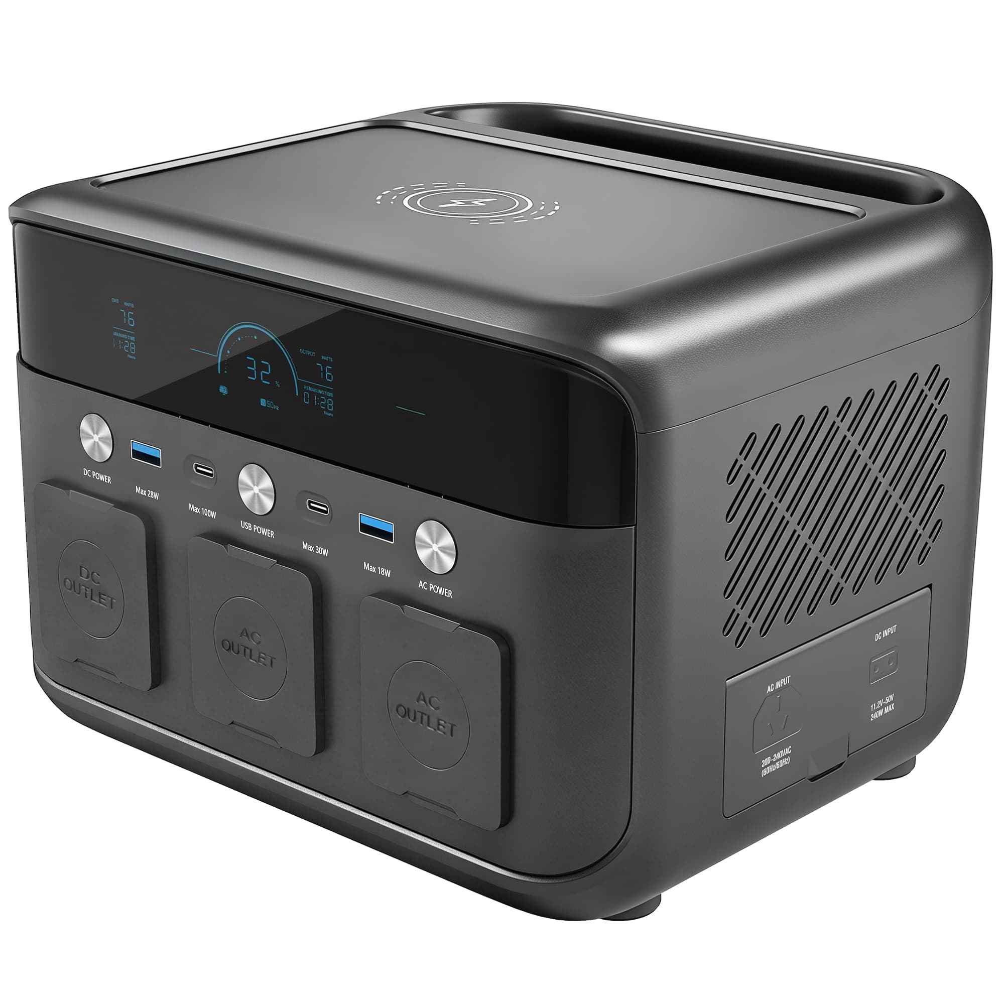 HOMCOM Portable Power Station with LiFePO4 Battery, 1.5H Fast Charge, Camping Power Pack with 600W AC/USB-A & USB-C Output