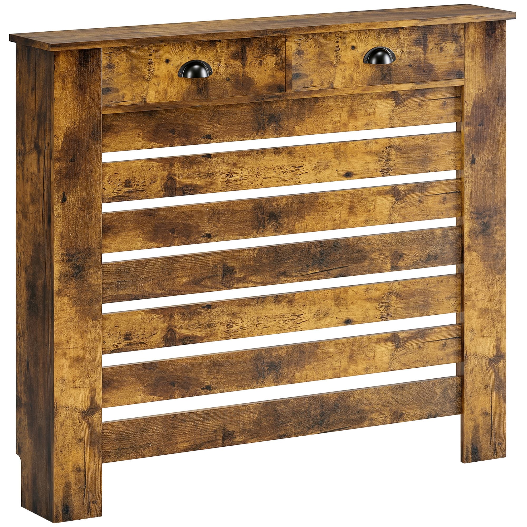 HOMCOM 95.5H x 111Wcm Radiator Cover, with Drawer - Rustic Brown