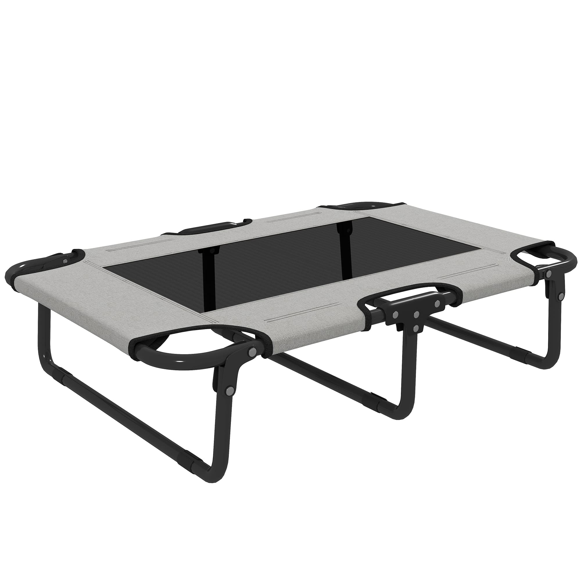 PawHut Portable Raised Dog Bed, Elevated Pet Cot with Breathable Mesh for Indoor Outdoor, for Small Medium Dogs, Light Grey