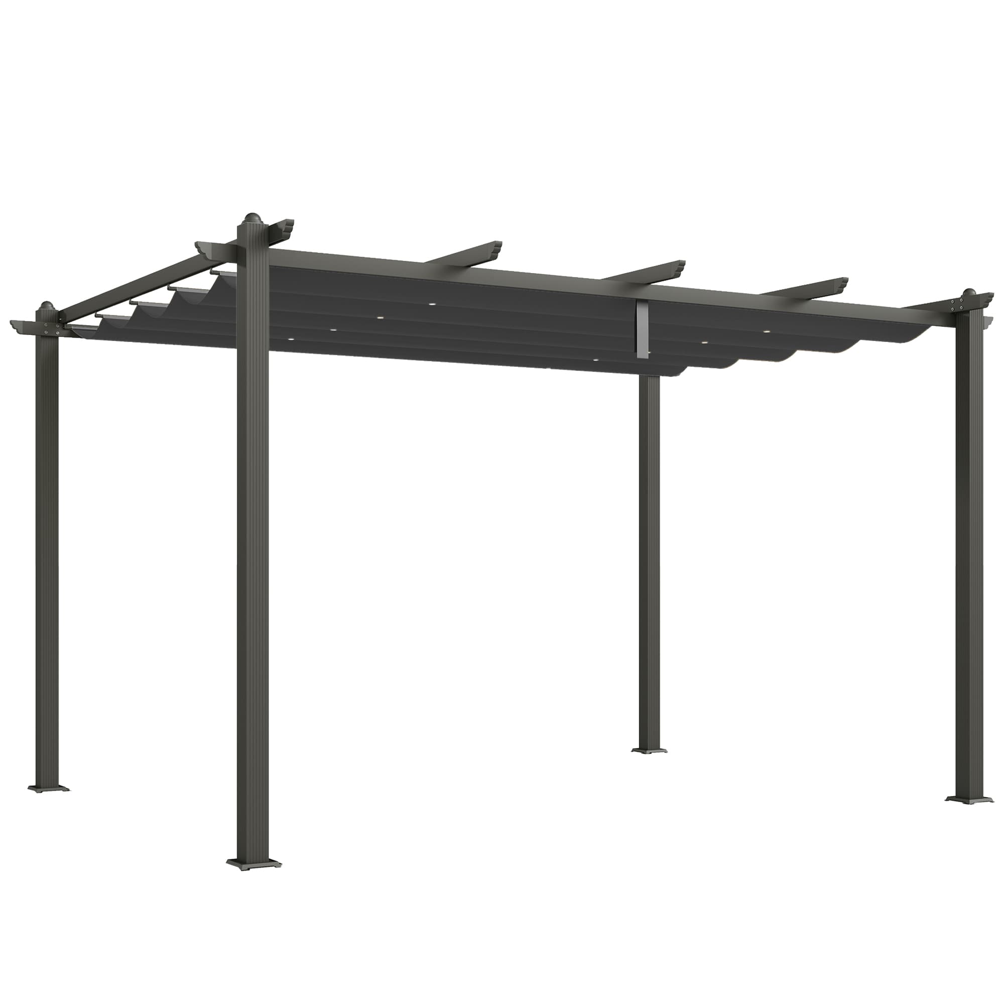 Outsunny 3 x 4m Aluminium Pergola with Retractable Roof, Garden Gazebo Canopy Sun Shade Shelter for Grill, Patio, Deck
