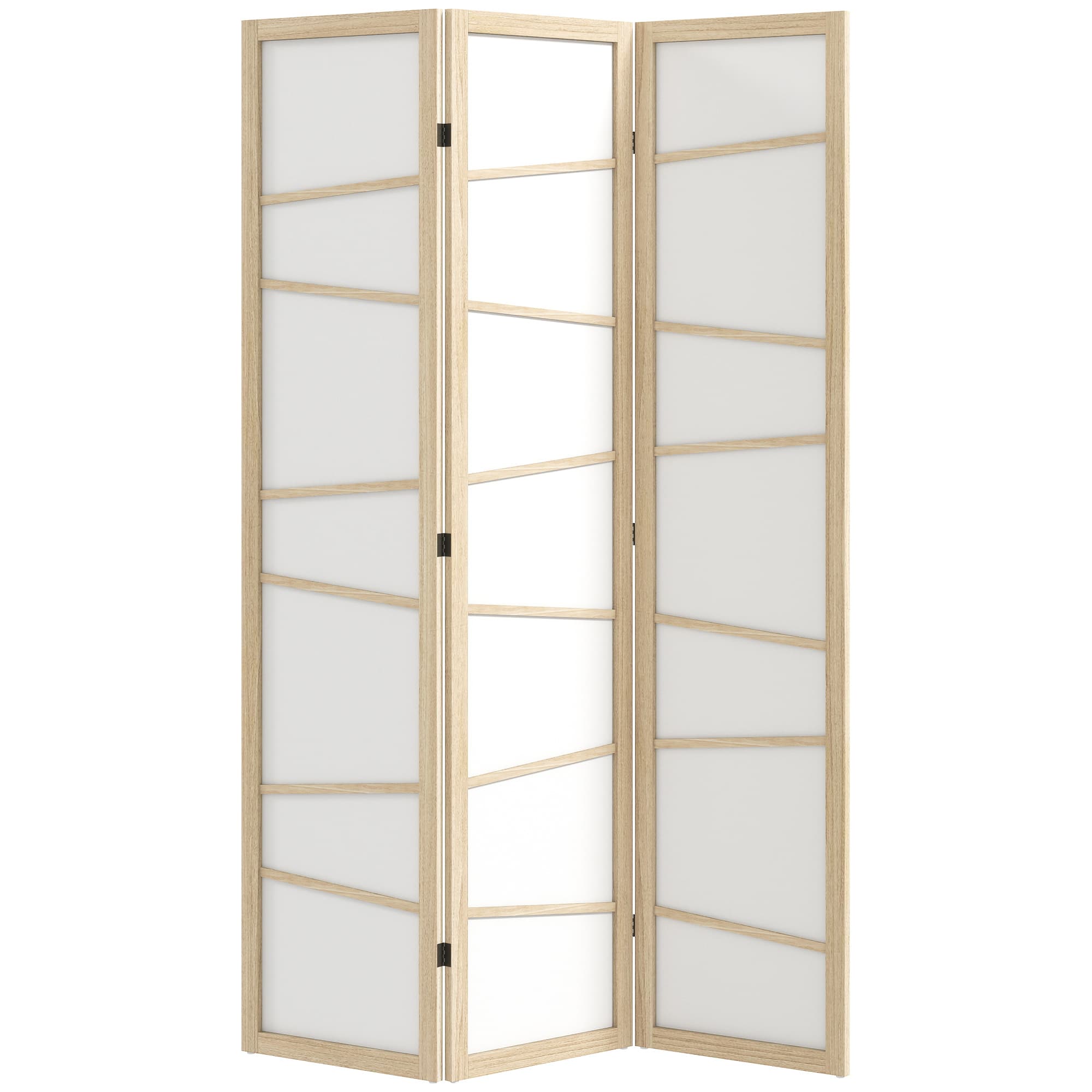 HOMCOM Wooden Folding Privacy Screen, 3 Panel Room Divider for Bedroom, Natural Wood Finish