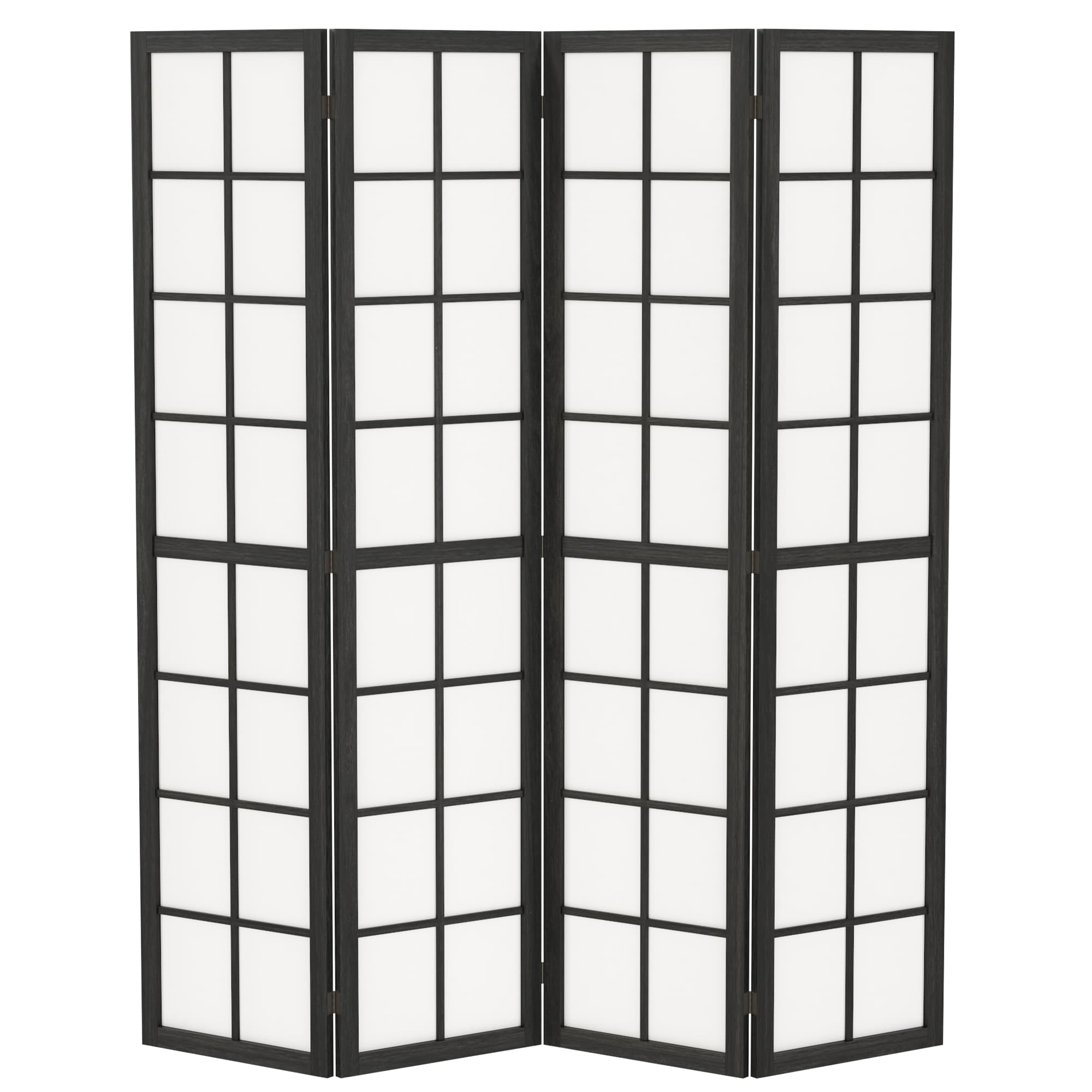 HOMCOM 4 Panel Folding Room Divider, Freestanding Room Separator, Indoor Privacy Screen for Living Room, Bedroom, Black